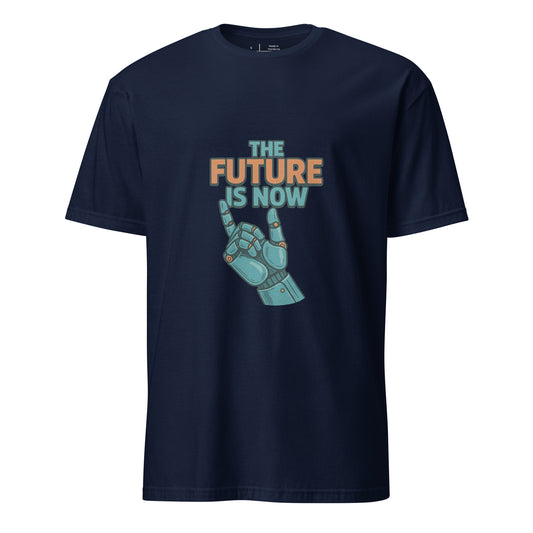 The Future Is Now - Futuristic Neon Tech - Short-Sleeve Unisex T-Shirt - Graphic Tee - Navy - Front