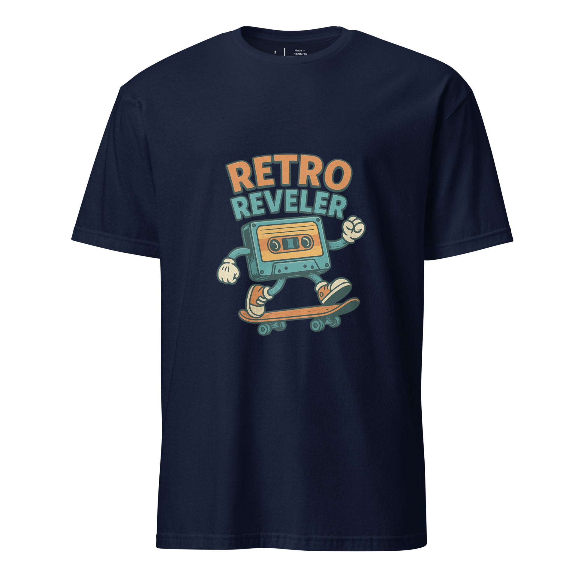 Retro Reveler - Nostalgic Nod - Short-Sleeve Unisex T-Shirt - Graphic Tee - Navy - Front