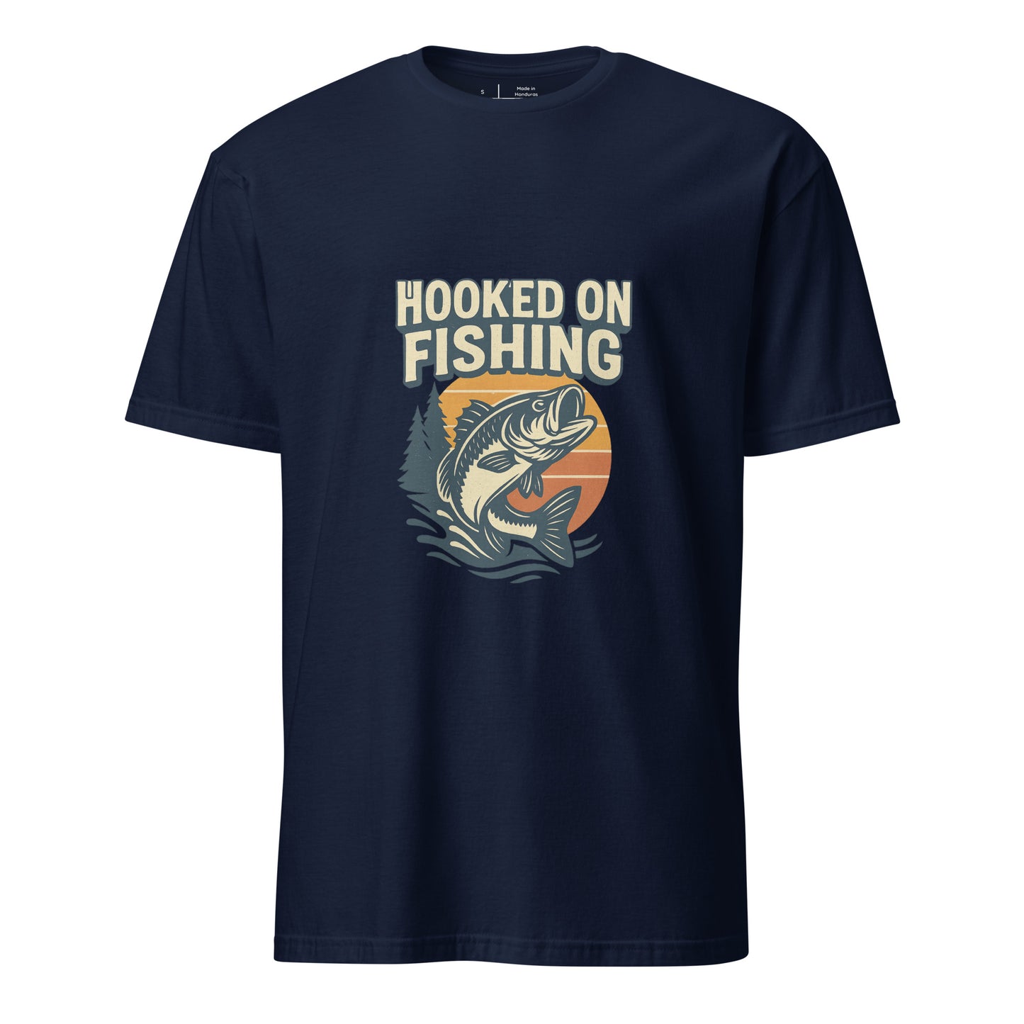 Hooked On Fishing - Hobbyist - Short-Sleeve Unisex T-Shirt - Graphic Tee - Navy - Front