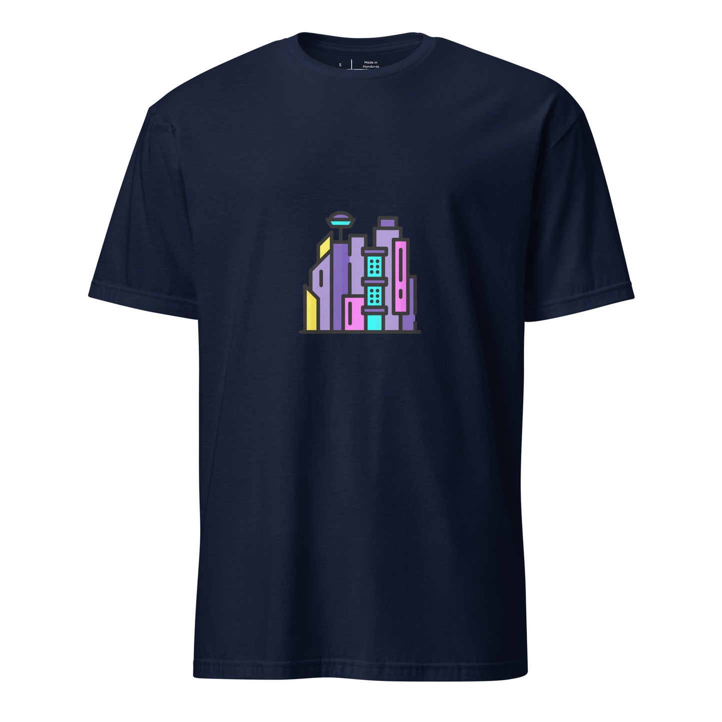 Cyber City - Neon City Dreams - Short-Sleeve Unisex T-Shirt - Graphic Tee - Navy - Front