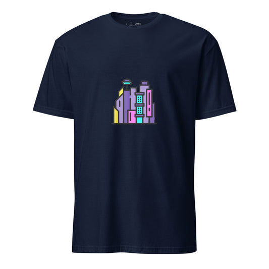 Cyber City - Neon City Dreams - Short-Sleeve Unisex T-Shirt - Graphic Tee - Navy - Front