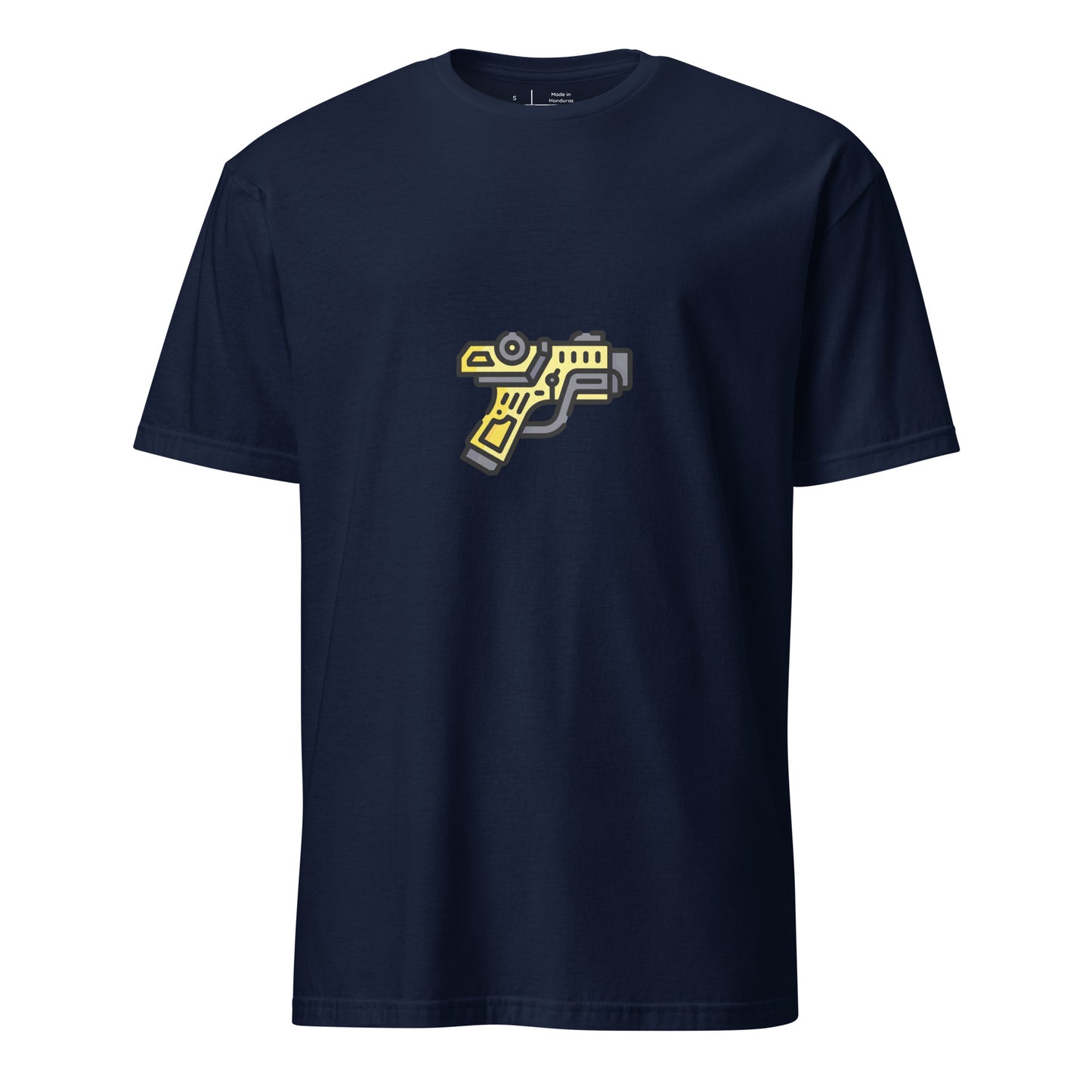 Cyber Gun - Sci-Fi Cartoon Design - Short-Sleeve Unisex T-Shirt - Graphic Tee - Navy - Front