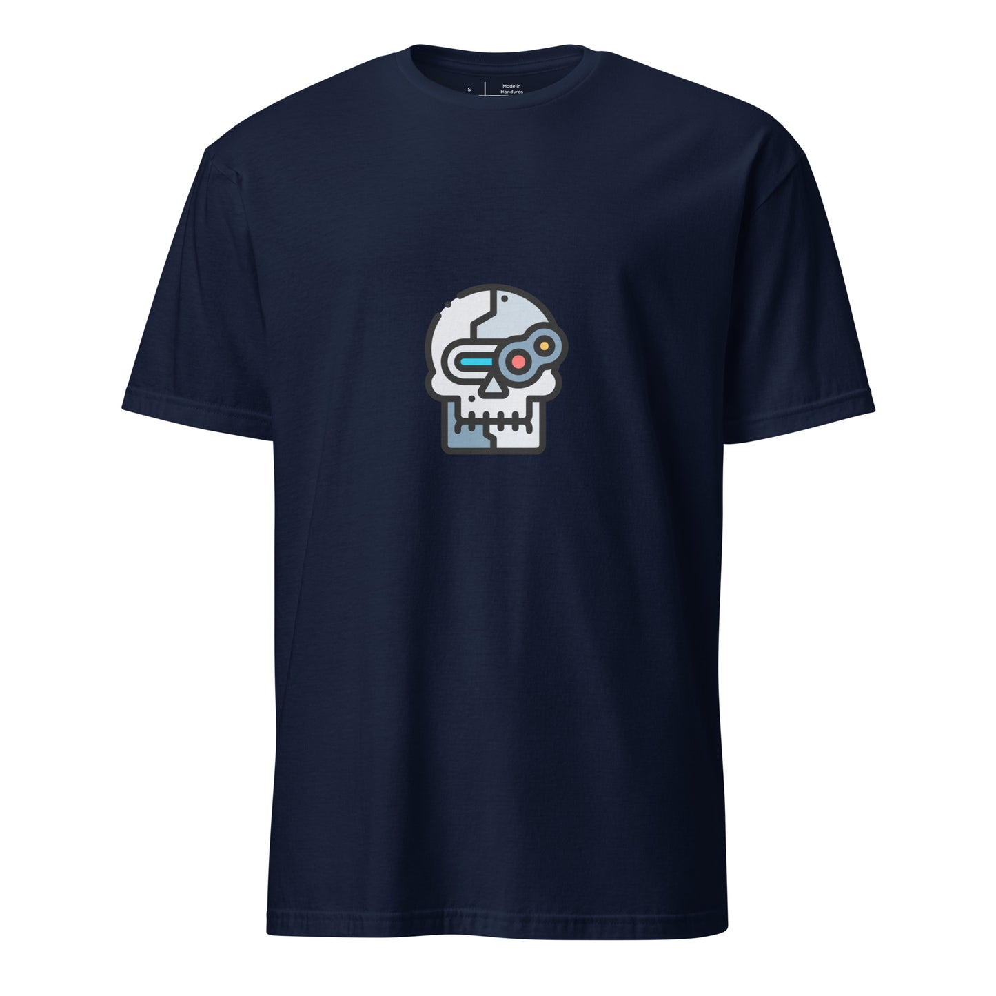 Cyber Robot - Futuristic Cyber Head - Short-Sleeve Unisex T-Shirt - Graphic Tee - Navy - Front