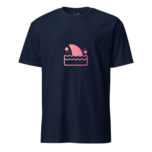 Shark Fin - Pink Hue Minimalist - Short-Sleeve Unisex T-Shirt - Graphic Tee - Navy - Front