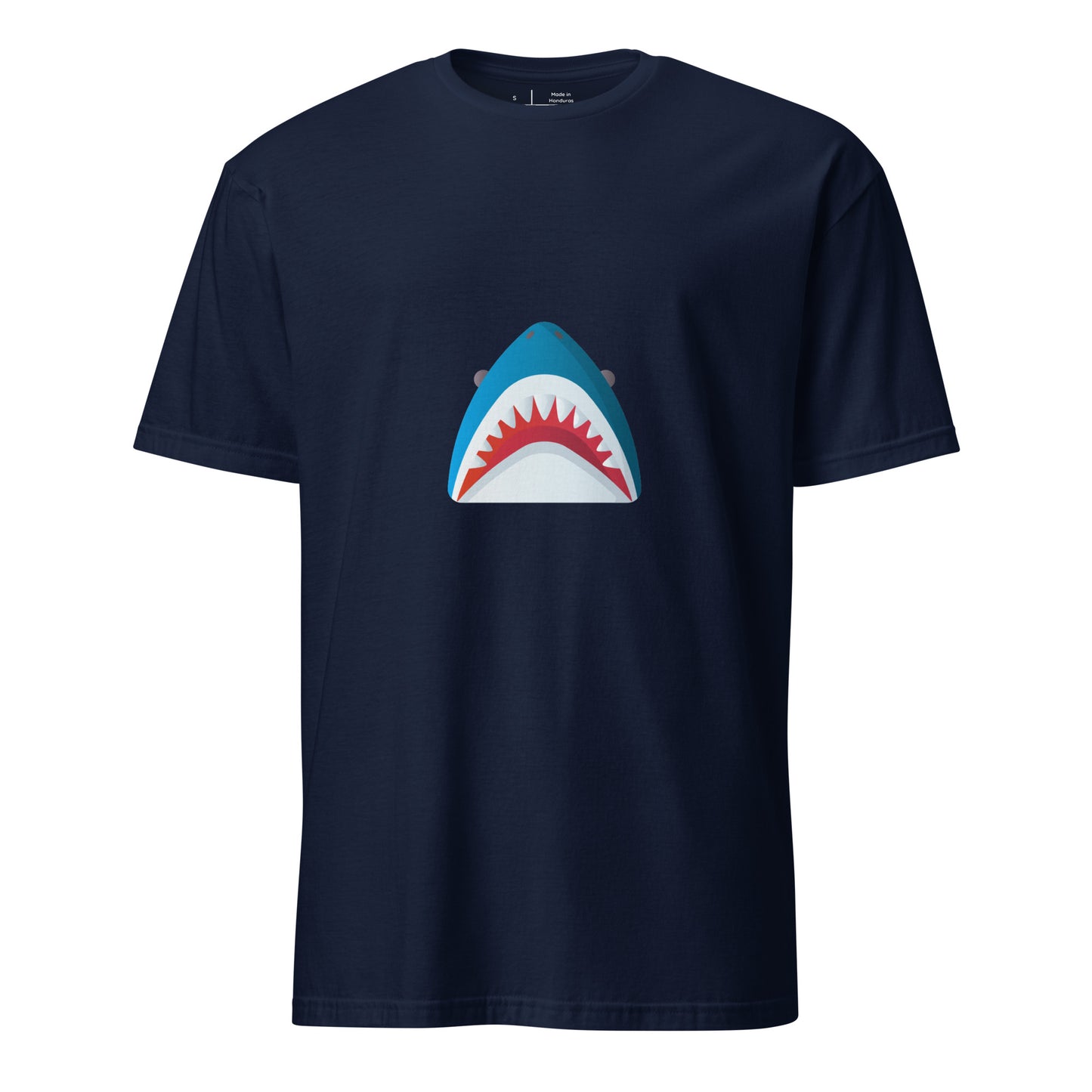 Mr Shark - Cartoon Jaws Pop-Up - Short-Sleeve Unisex T-Shirt - Graphic Tee - Navy - Front