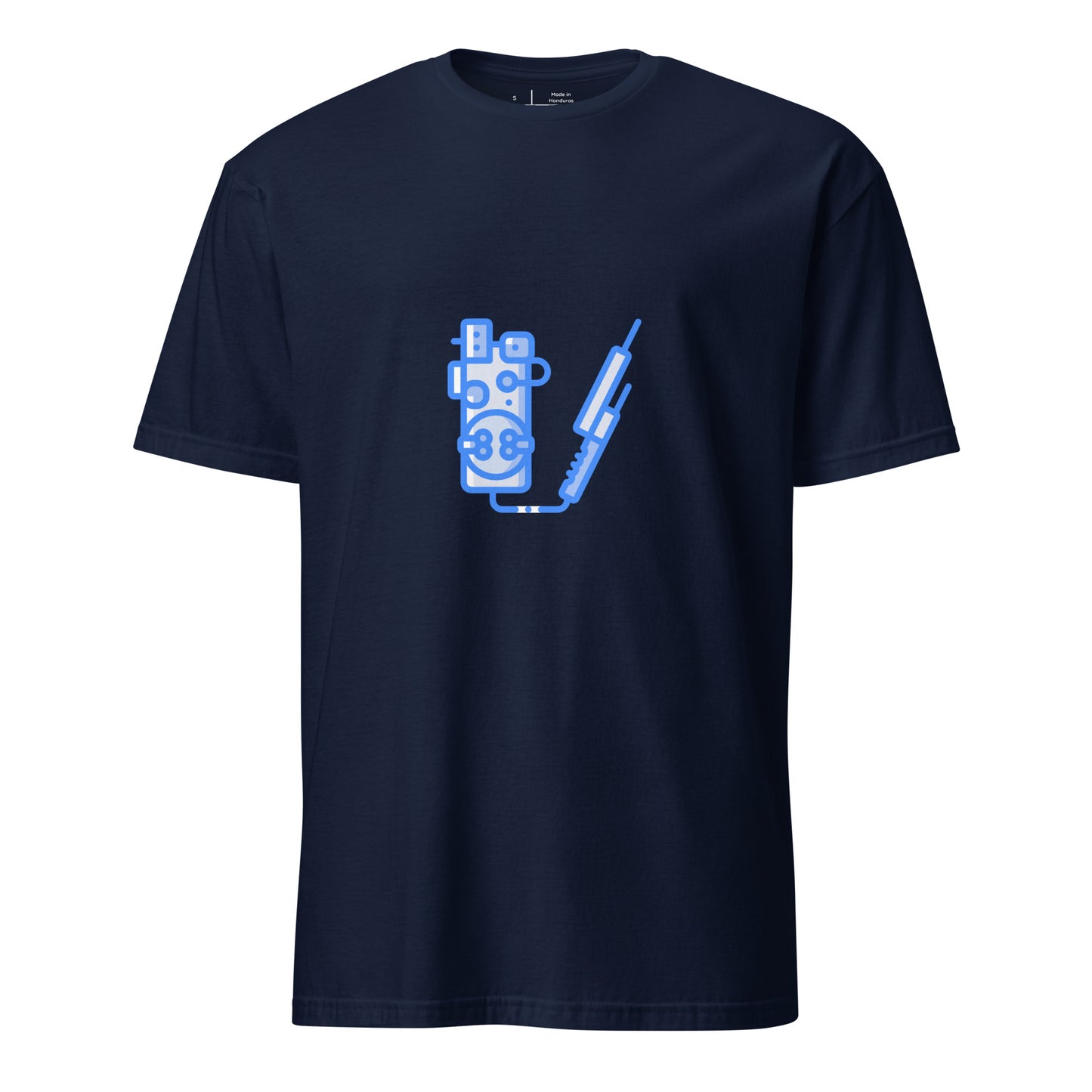Proton Unit - Futuristic Gadget - Neon Blue - Short-Sleeve Unisex T-Shirt - Graphic Tee - Navy - Front