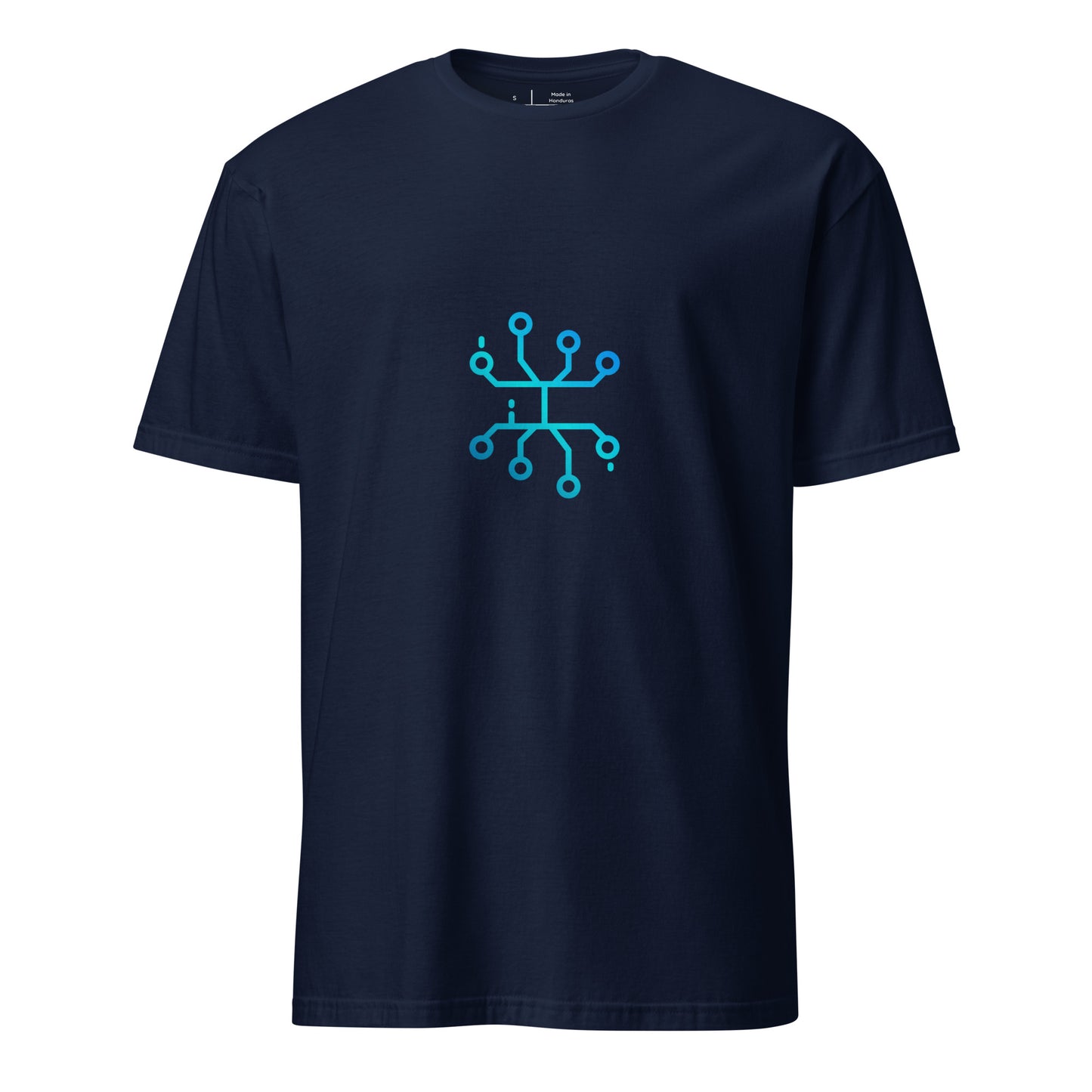 “Neural Bloom” – Circuit Flower - Short-Sleeve Unisex T-Shirt - Graphic Tee - Navy - Front