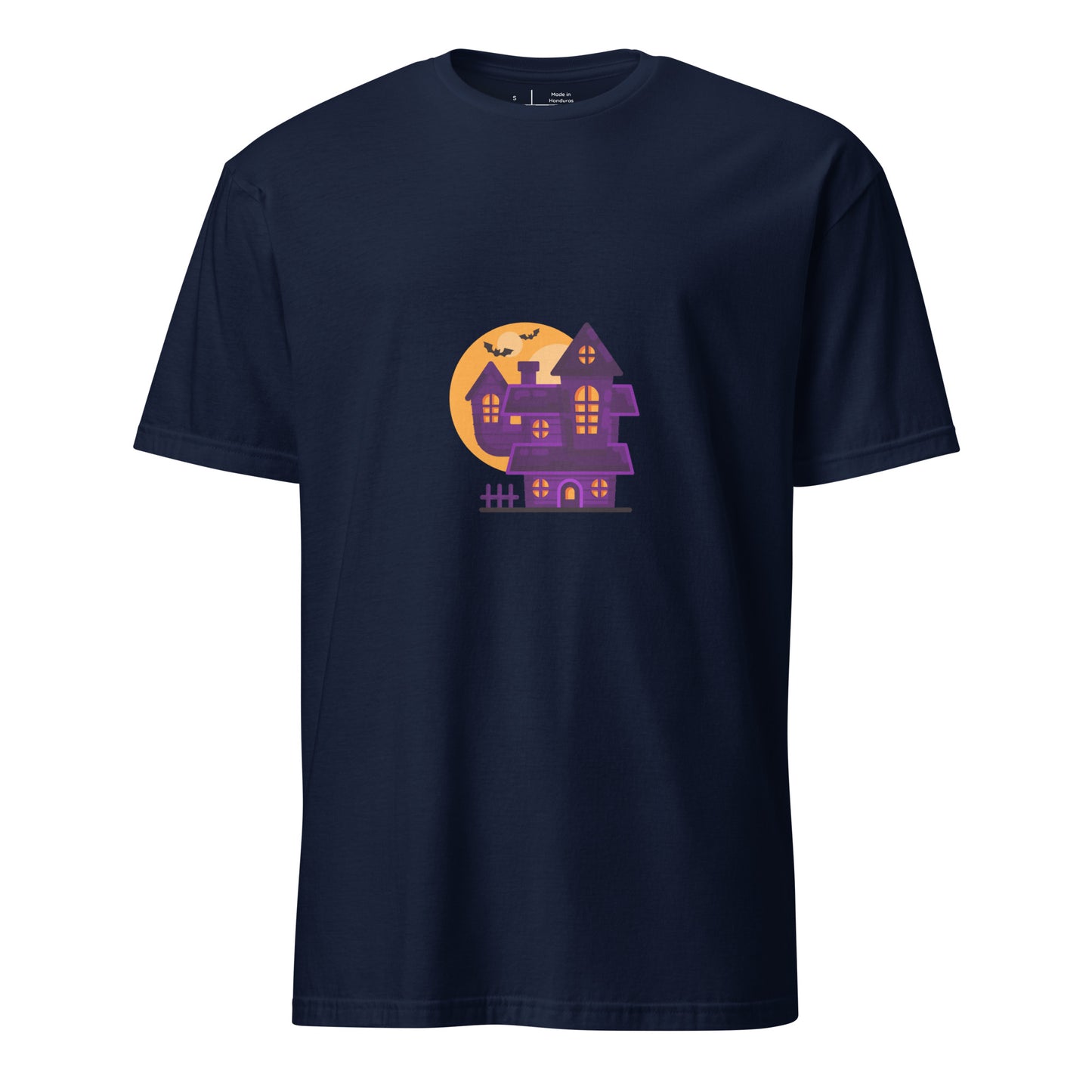 Haunted House - Moonlit Mischief - Short-Sleeve Unisex T-Shirt - Graphic Tee - Navy - Front 