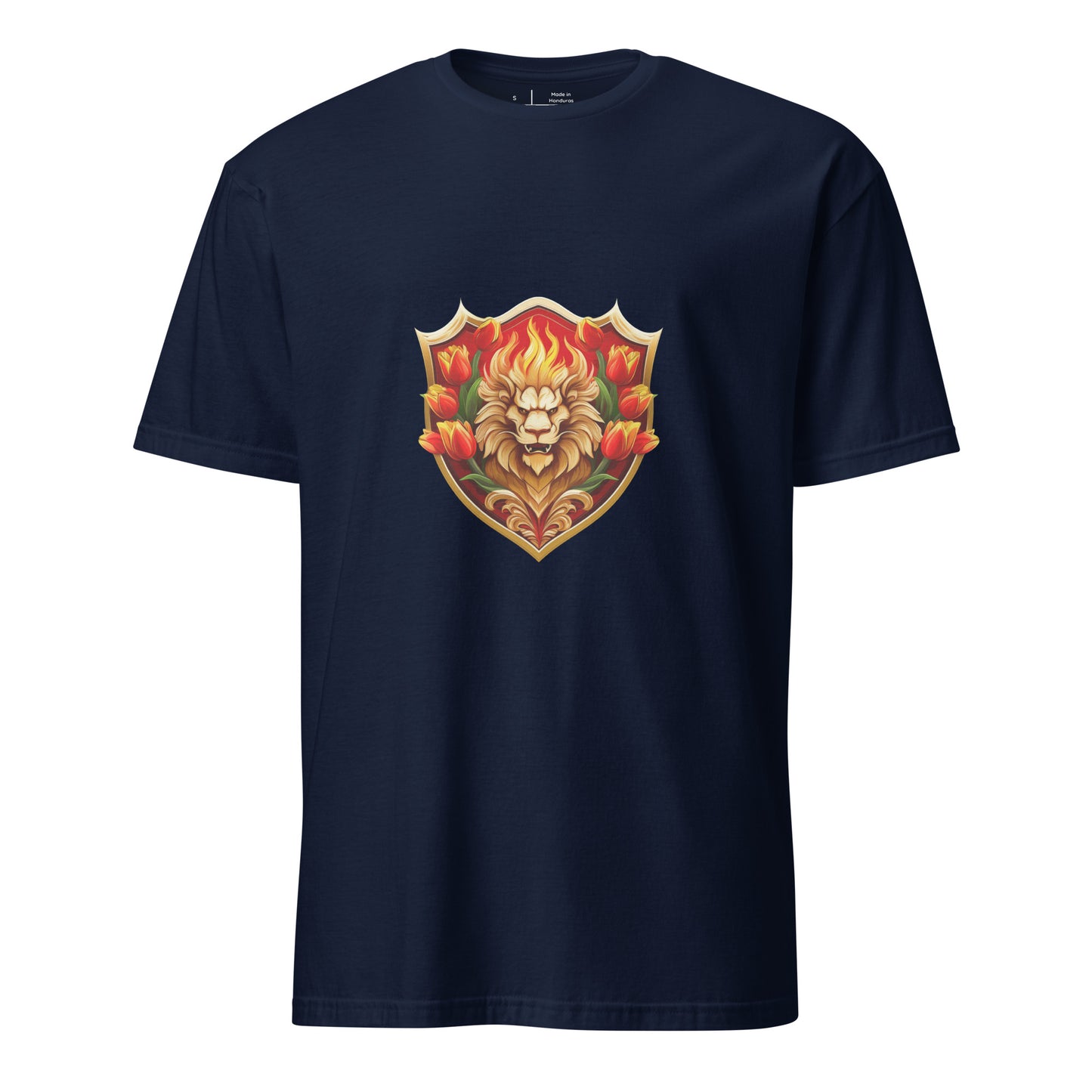 Lion Heart - Courage In Bloom - Short-Sleeve Unisex T-Shirt - Graphic Tee - Navy - Front
