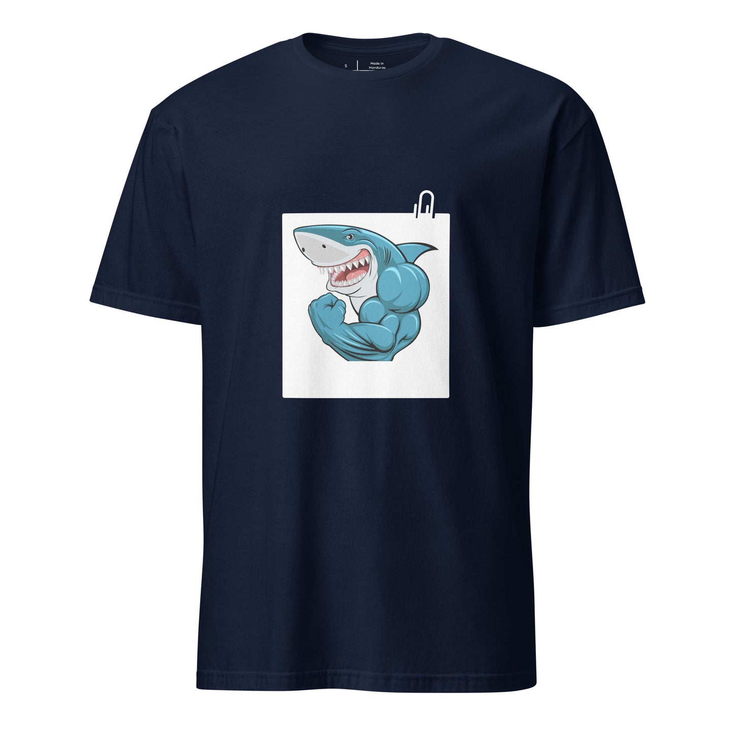 Muscle Shark - Flexin Underwater - Short-Sleeve Unisex T-Shirt - Graphic Tee - Navy - Front