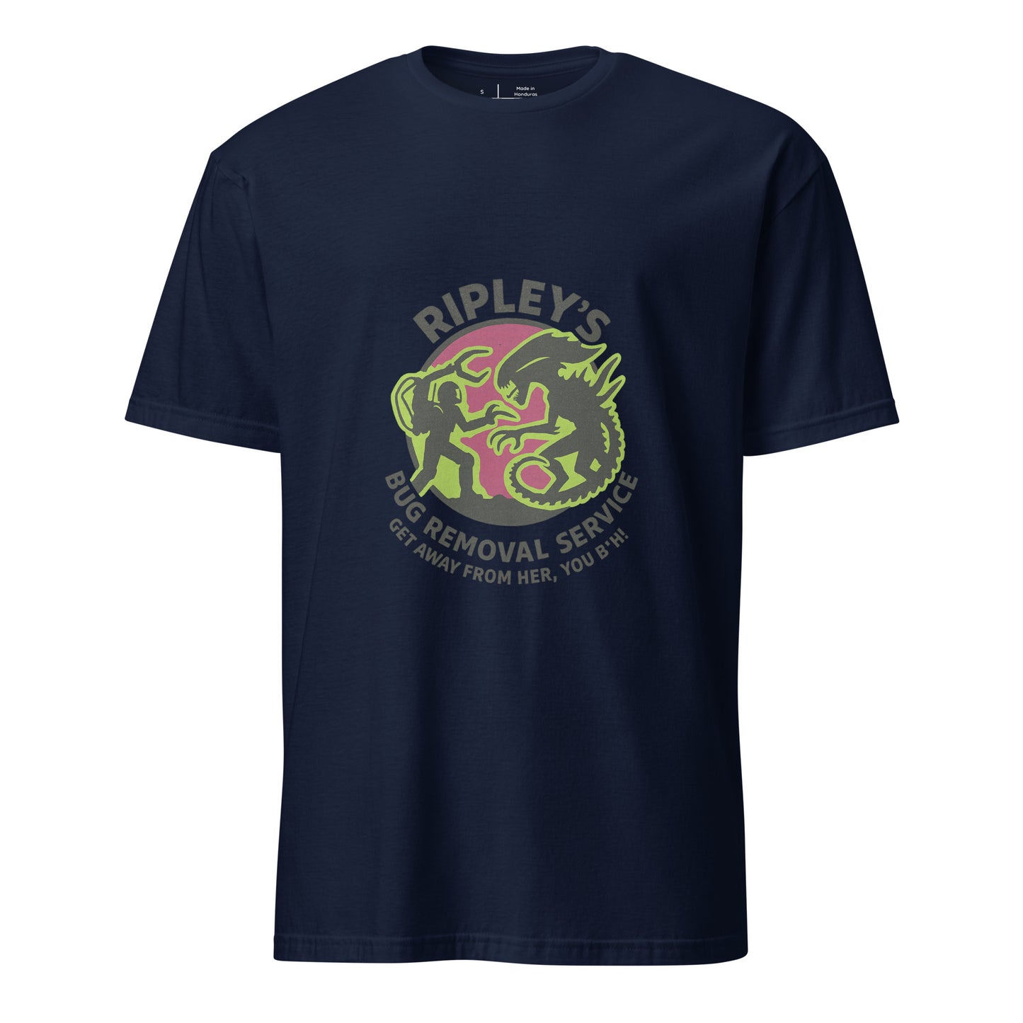 Ripley’s Bug Removal Service – Sci-Fi Parody - Short-Sleeve Unisex T-Shirt - Graphic Tee - Navy - Front