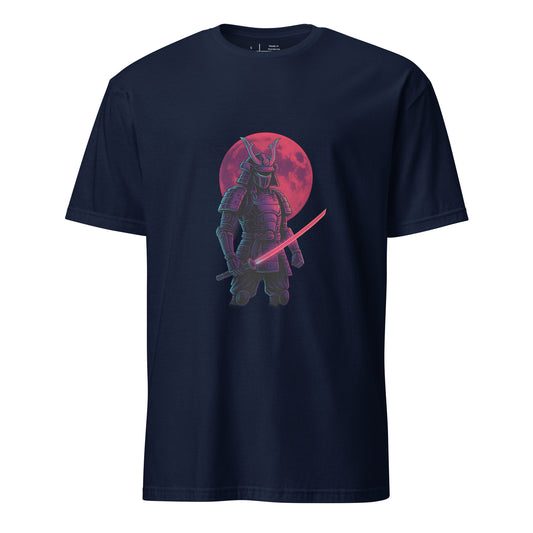 Moonlit Neon Samurai - Urban Warrior - Short-Sleeve Unisex T-Shirt - Graphic Tee - Navy - Front