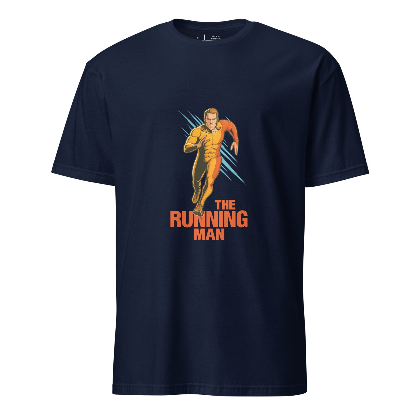 The Running Man – Retro Sci-Fi - Short-Sleeve Unisex T-Shirt - Graphic Tee - Navy - Front