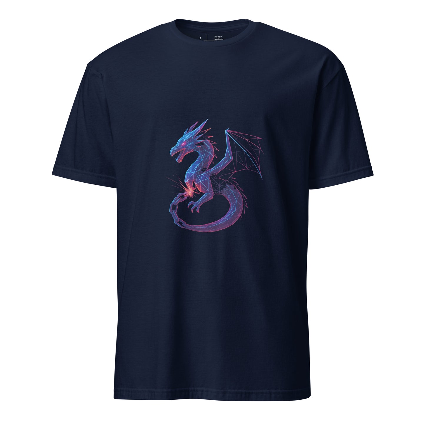 Digital Dragon – Neon Cyber Beast - Short-Sleeve Unisex T-Shirt - Graphic Tee - Navy - Front