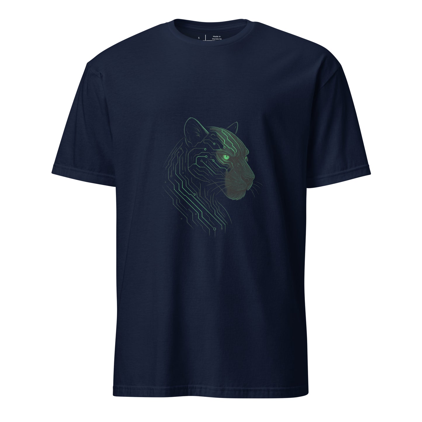 The Circuit Panther – Shadow & Circuitry - Short-Sleeve Unisex T-Shirt - Graphic Tee - Navy - Front 