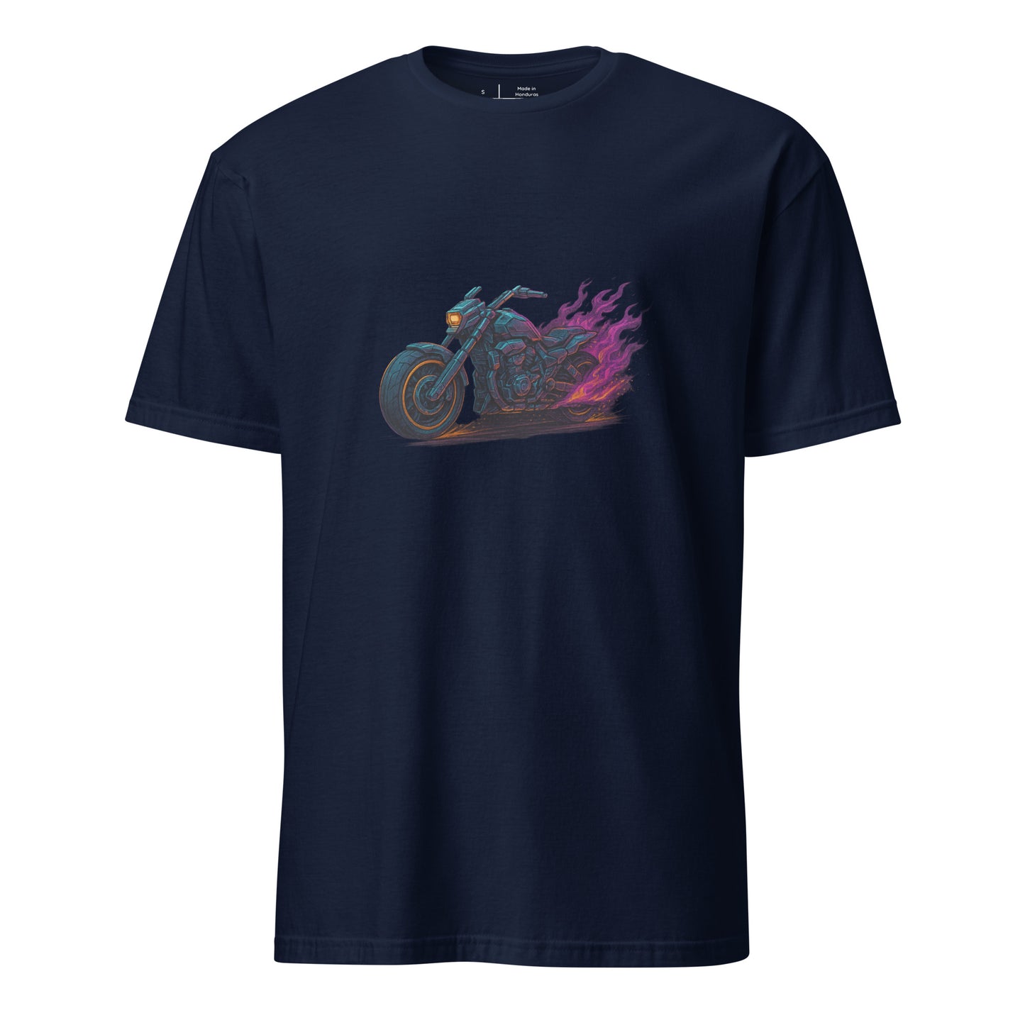 Mecha Chopper – Ride The Machine, Rule The Streets - Short-Sleeve Unisex T-Shirt - Graphic Tee - Navy - Front