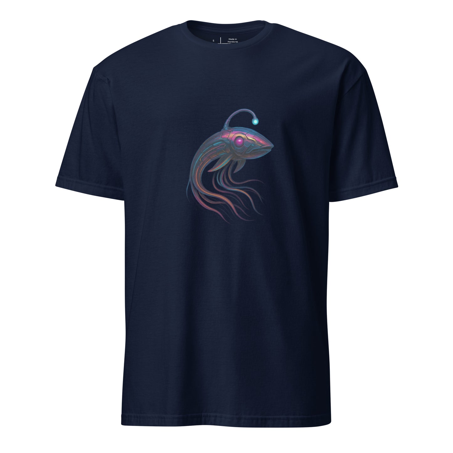 Cyber Squid – The Deep Tech Leviathan - Short-Sleeve Unisex T-Shirt - Graphic Tee - Navy - Front