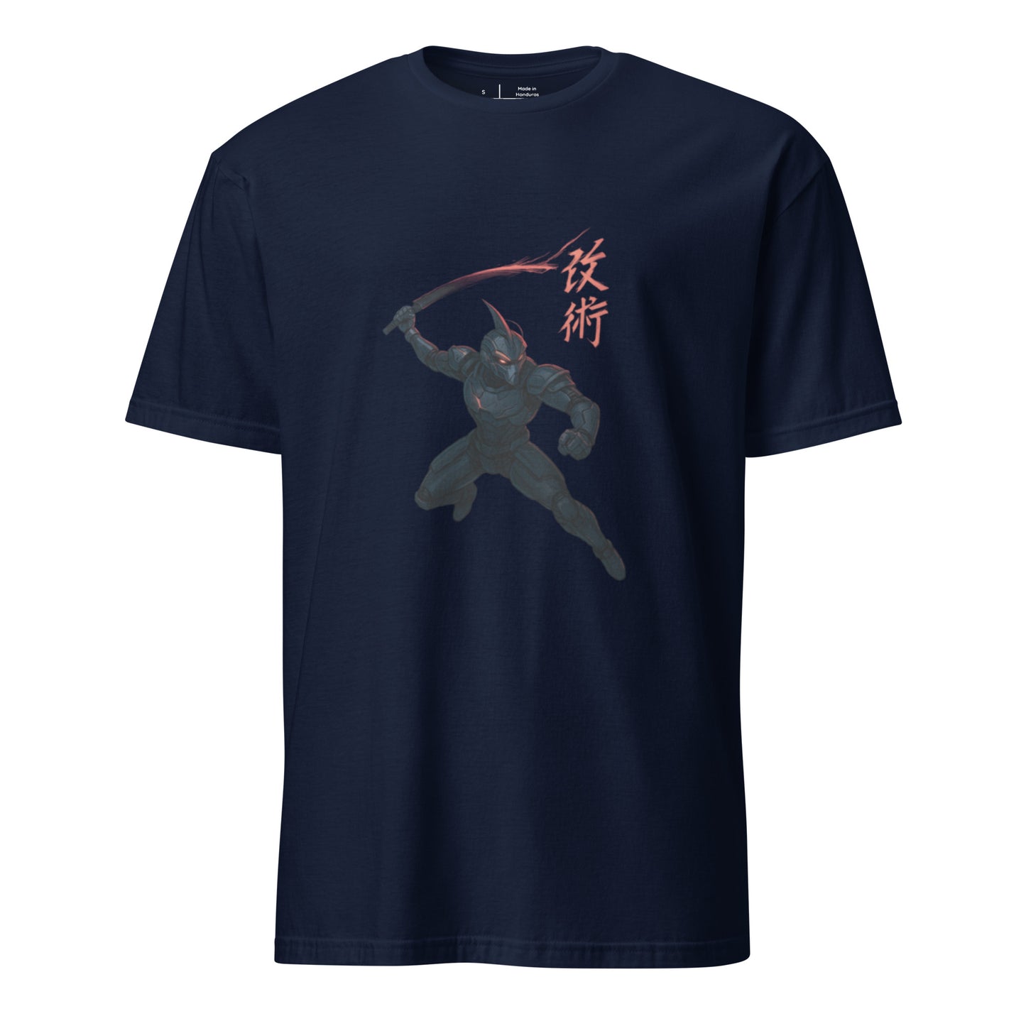 Neo-Samurai 09 – Cybernetic Warrior - Short-Sleeve Unisex T-Shirt - Graphic Tee - Navy - Front