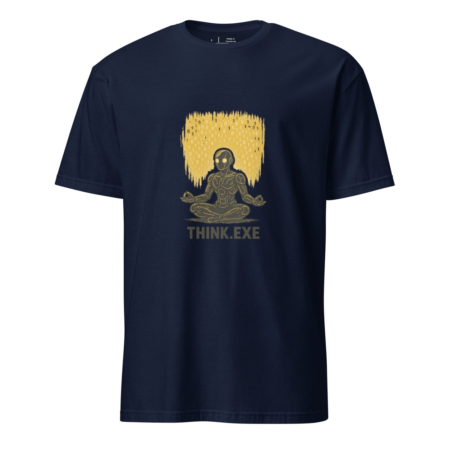 Think.exe – Cyber Meditation - Short-Sleeve Unisex T-Shirt - Graphic Tee - Navy - Front