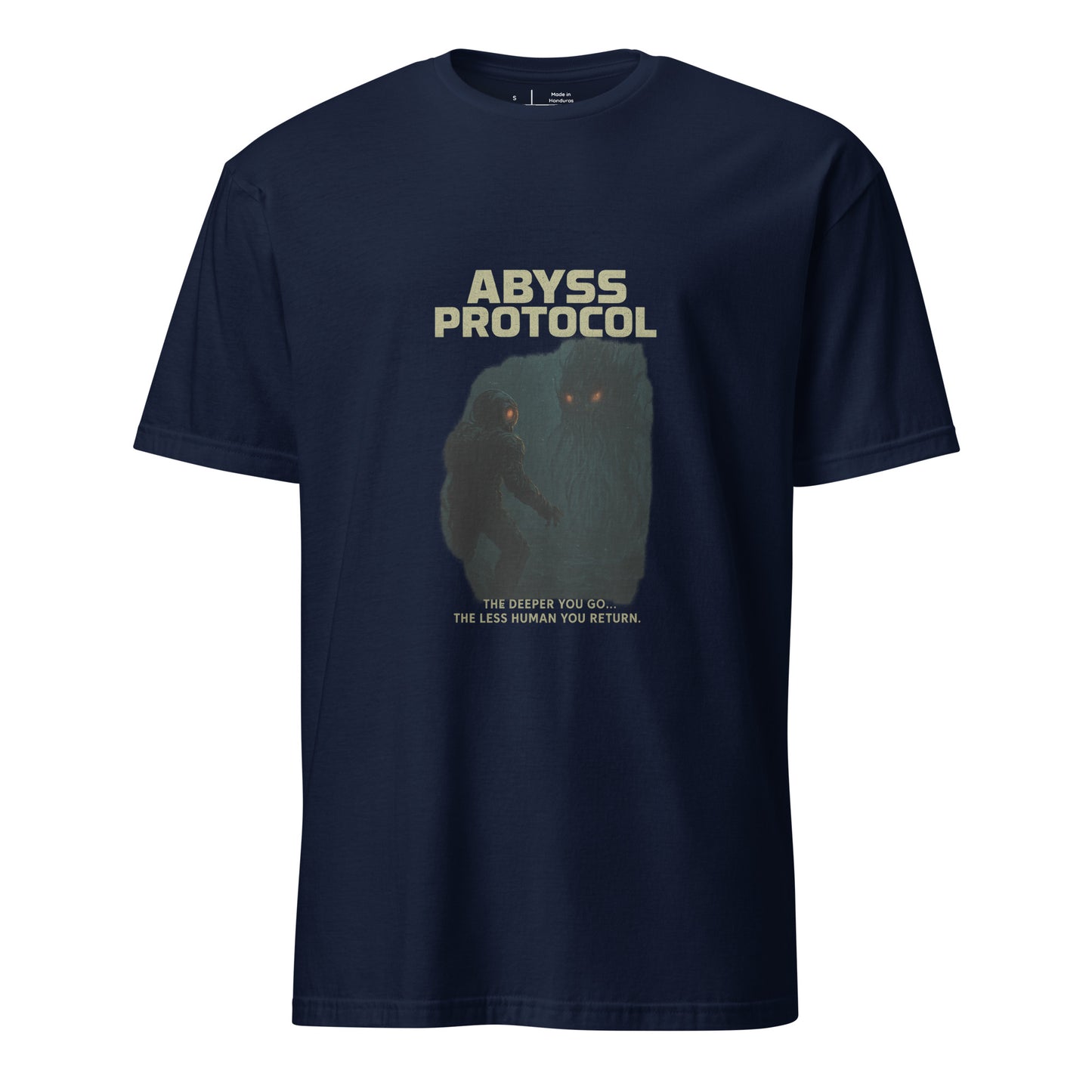 Abyss Protocol - Dark Confrontation - Short-Sleeve Unisex T-Shirt - Graphic Tee - Navy - Front