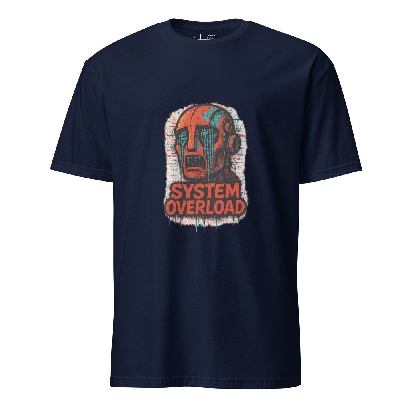 System Overload - Grunge Graffiti - Short-Sleeve Unisex T-Shirt - Graphic Tee - Navy - Front