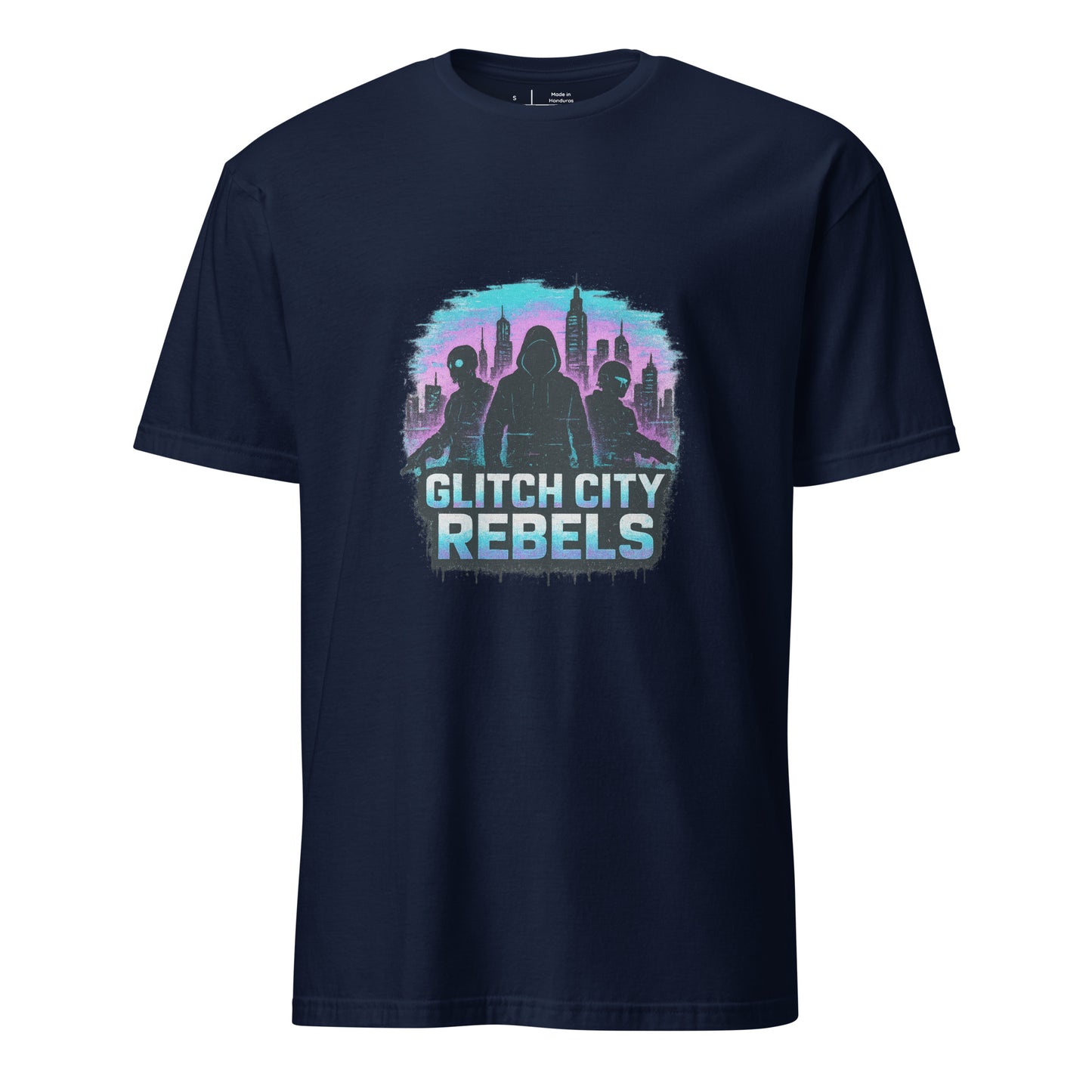 Glitch City Rebels - Digital Attitude - Short-Sleeve Unisex T-Shirt - Graphic Tee - Navy - Front