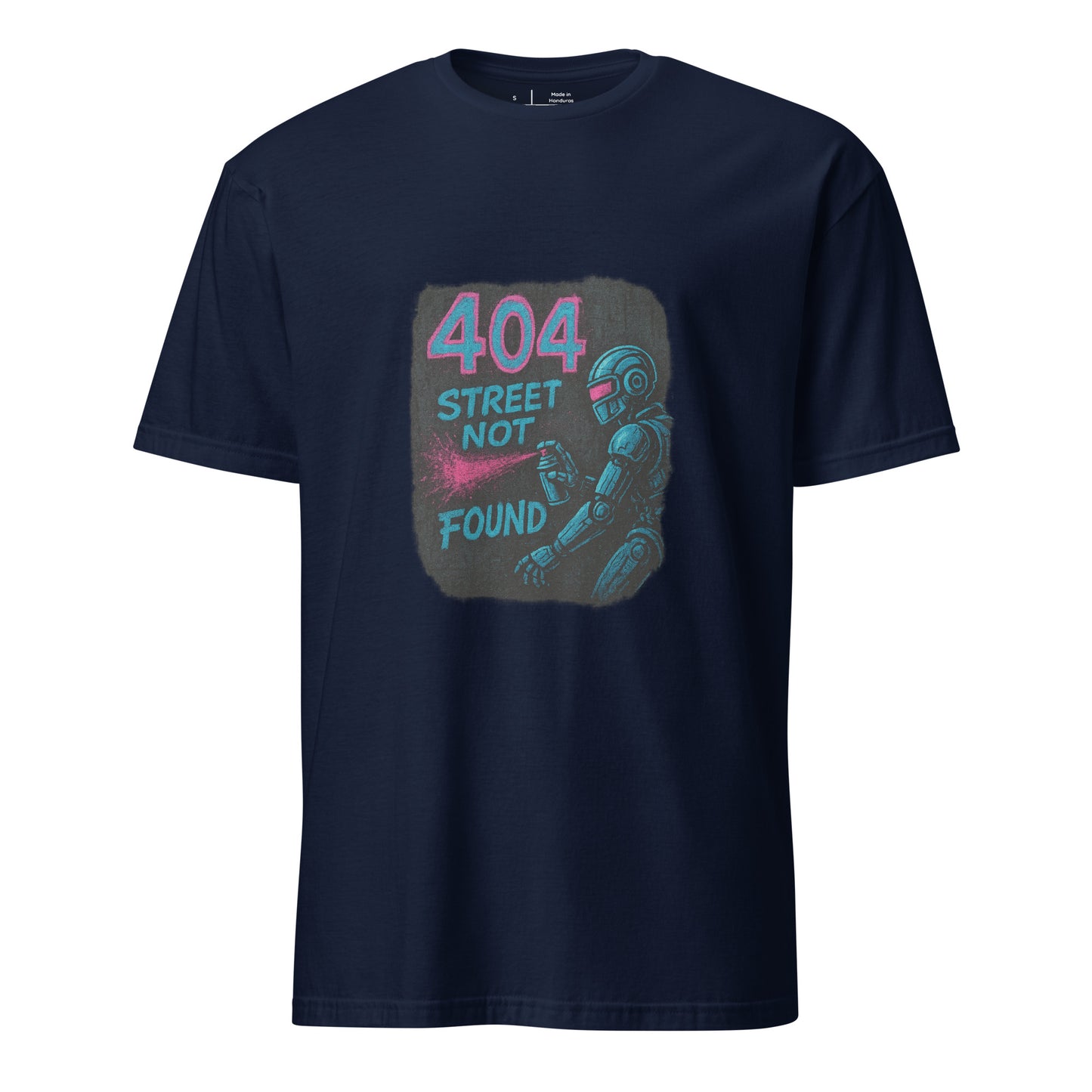 404 Street Not Found - Urban Glitch - Short-Sleeve Unisex T-Shirt - Graphic Tee - Navy - Front