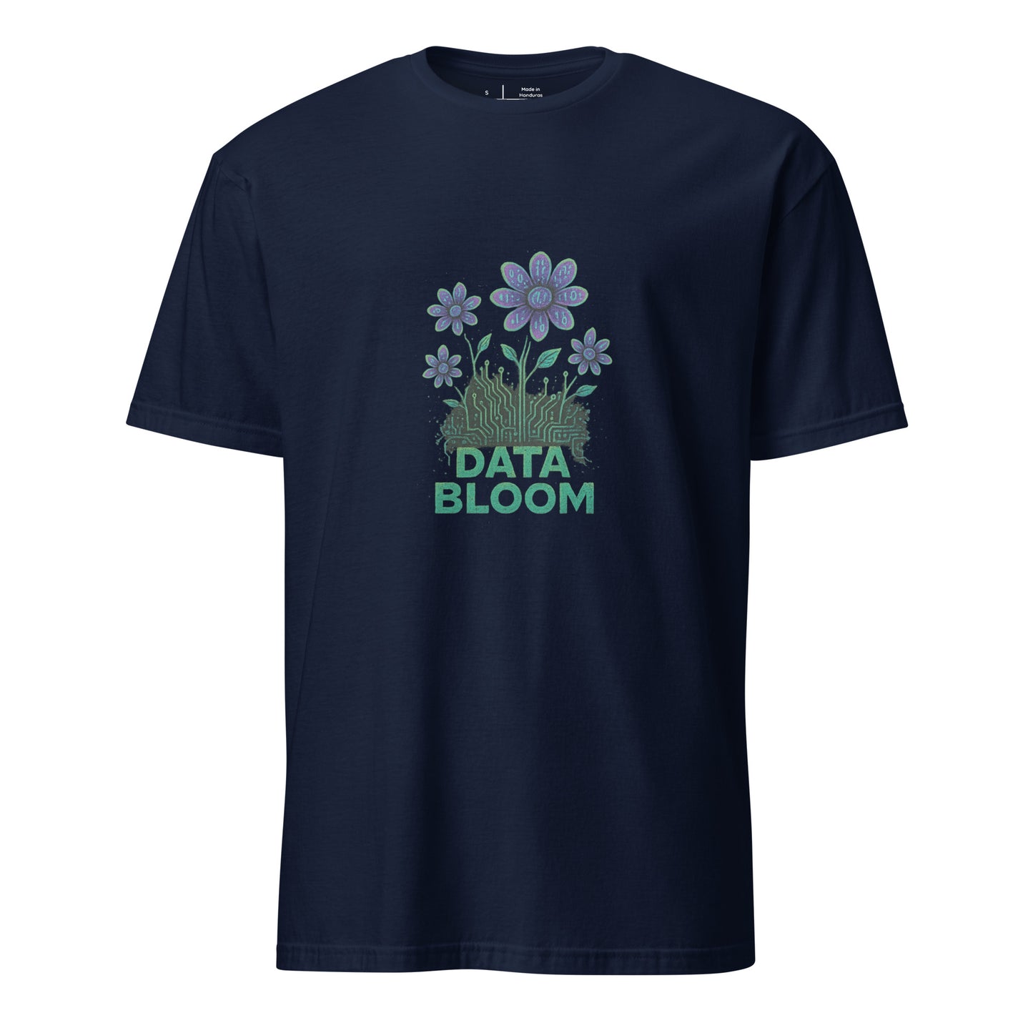 Data Bloom - Digital Fusion - Short-Sleeve Unisex T-Shirt - Graphic Tee - Navy -
Front
