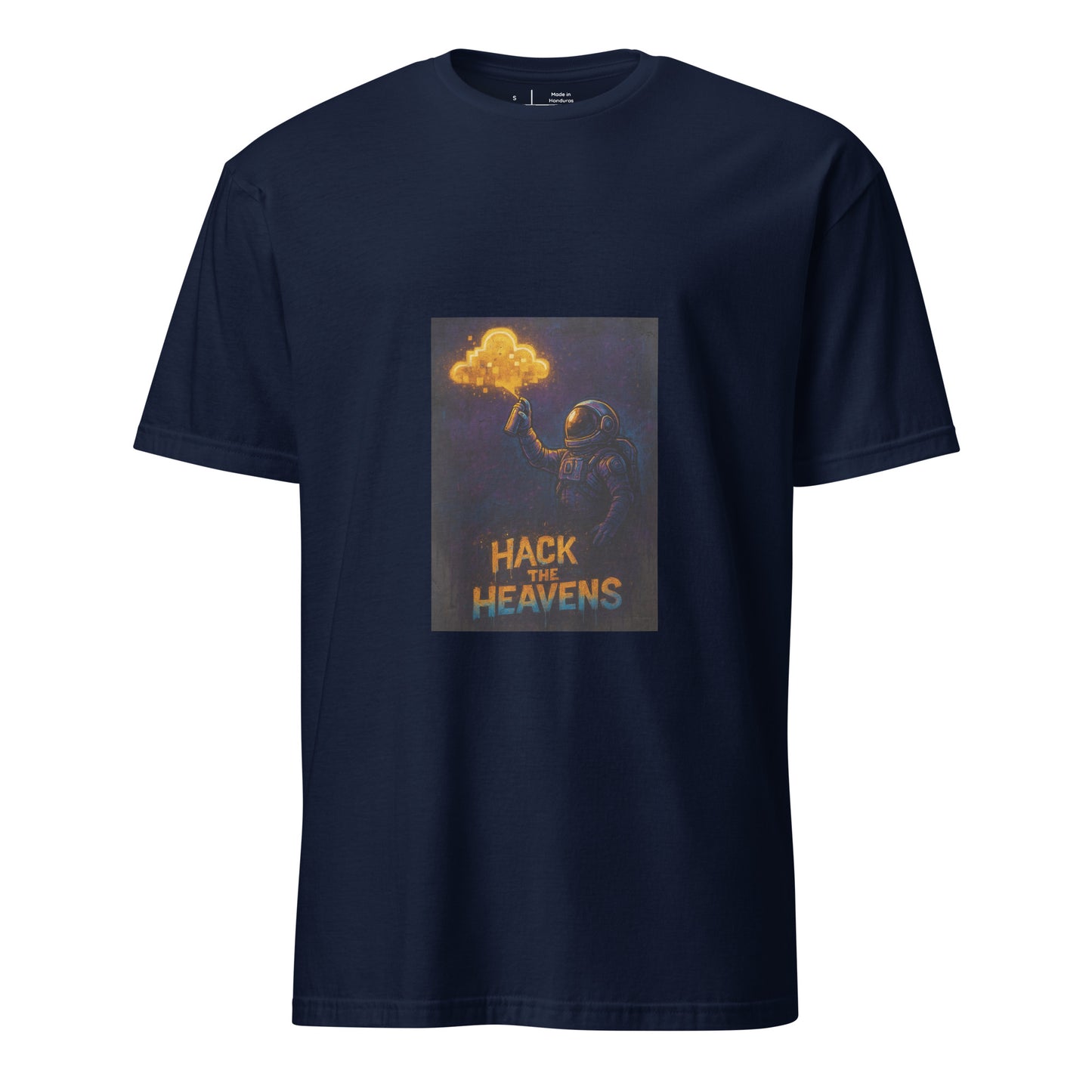 Hack the Heavens - Cosmic Tag - Short-Sleeve Unisex T-Shirt - Graphic Tee - Navy - Front