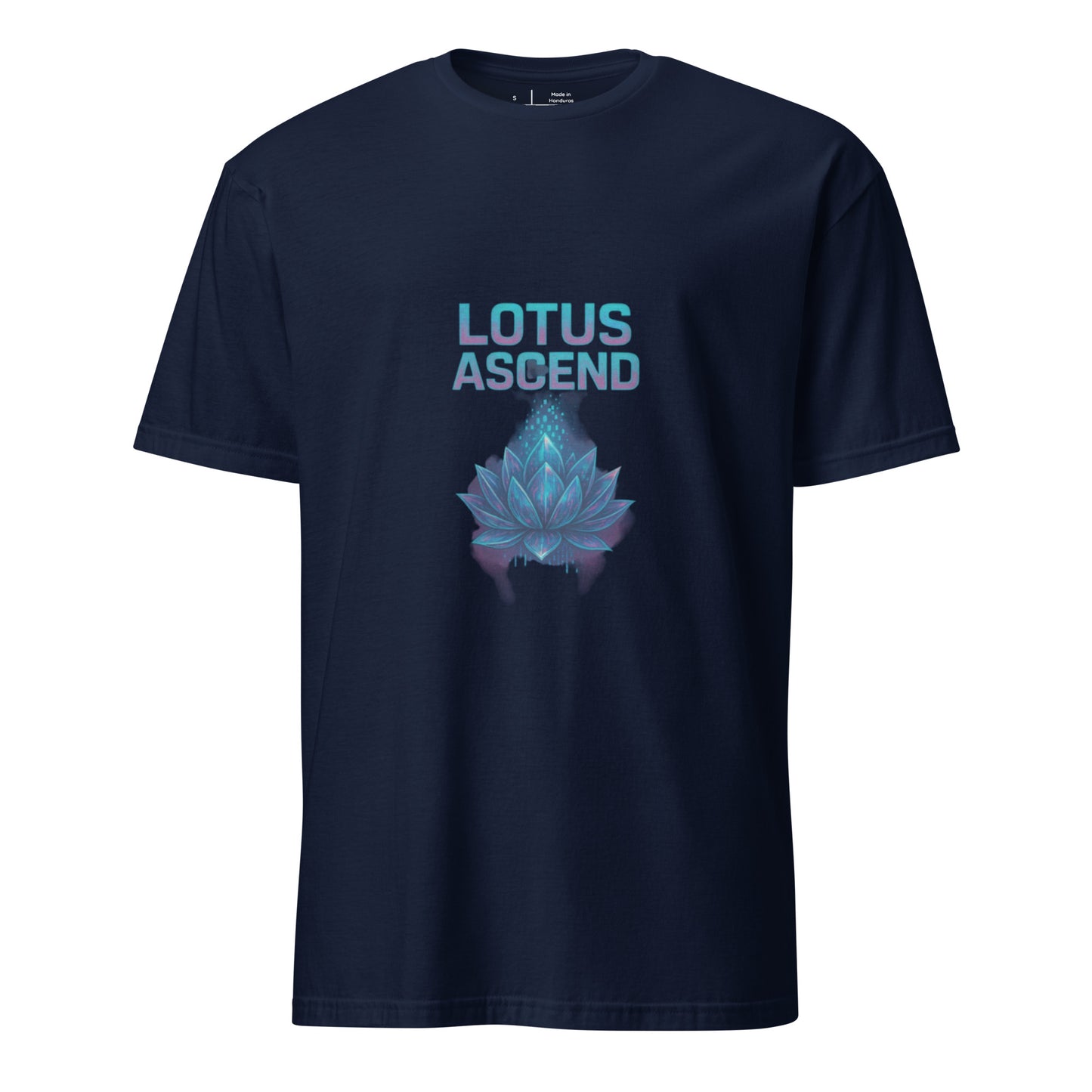 Chrome Lotus Ascend - Digital Enlightenment - Short-Sleeve Unisex T-Shirt - Graphic Tee - Navy - Front
