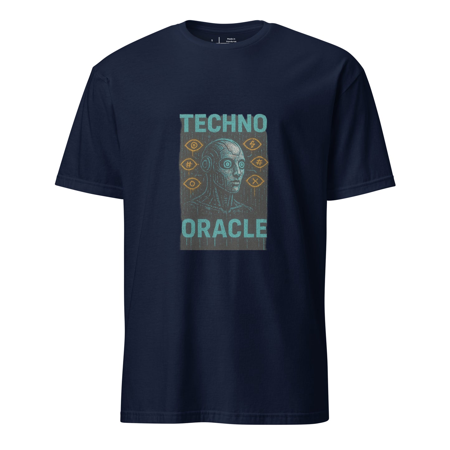 Techno Oracle - Urban Futurism - Short-Sleeve Unisex T-Shirt - Graphic Tee - Navy - Front