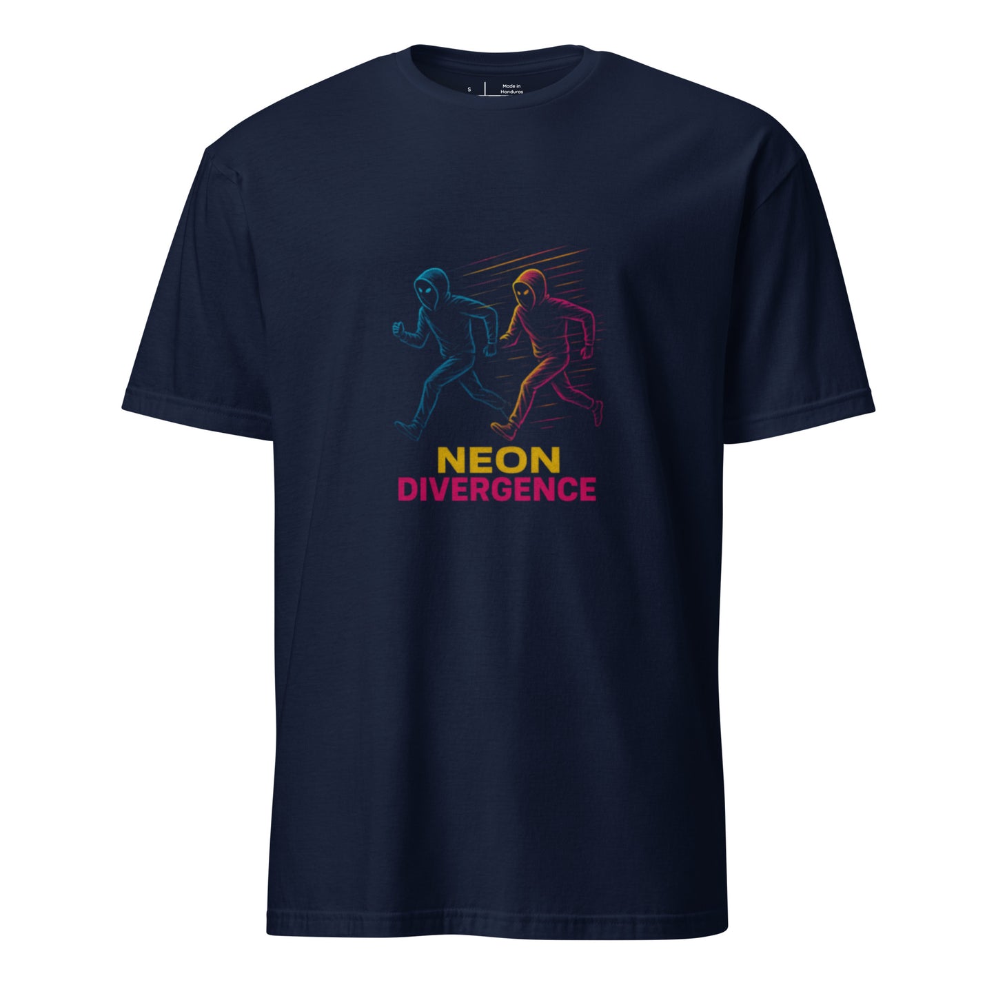Neon Divergence - Duel Silhouettes - Short-Sleeve Unisex T-Shirt - Graphic Tee - Navy - Front