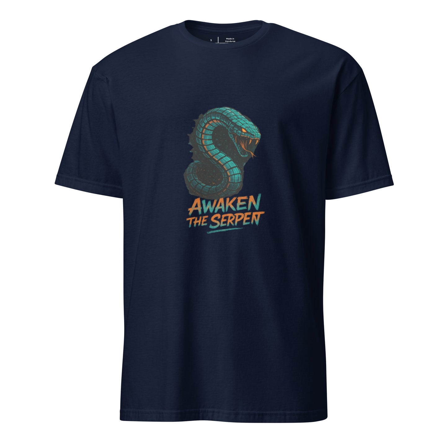 Cyber Serpent - Digital Awakening - Short-Sleeve Unisex T-Shirt - Graphic Tee - Navy - Front