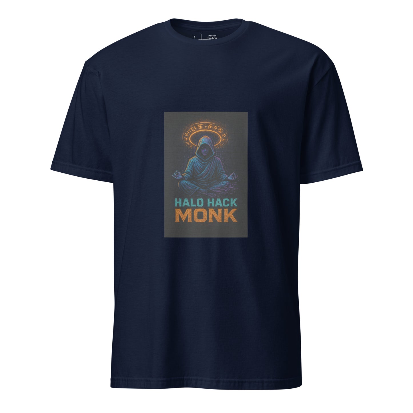 Halo Hack Monk - Digital Calm - Short-Sleeve Unisex T-Shirt - Graphic Tee - Navy - Front