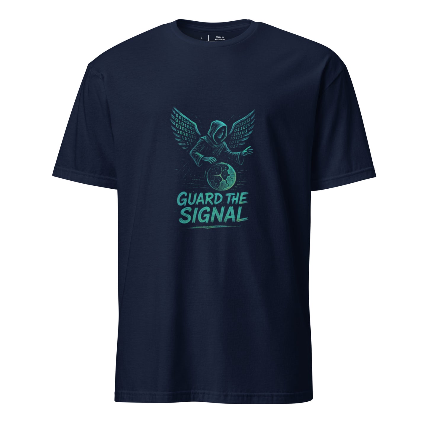 Binary Wing Shepherd - Digital Guardian - Short-Sleeve Unisex T-Shirt - Graphic Tee - Navy - Front