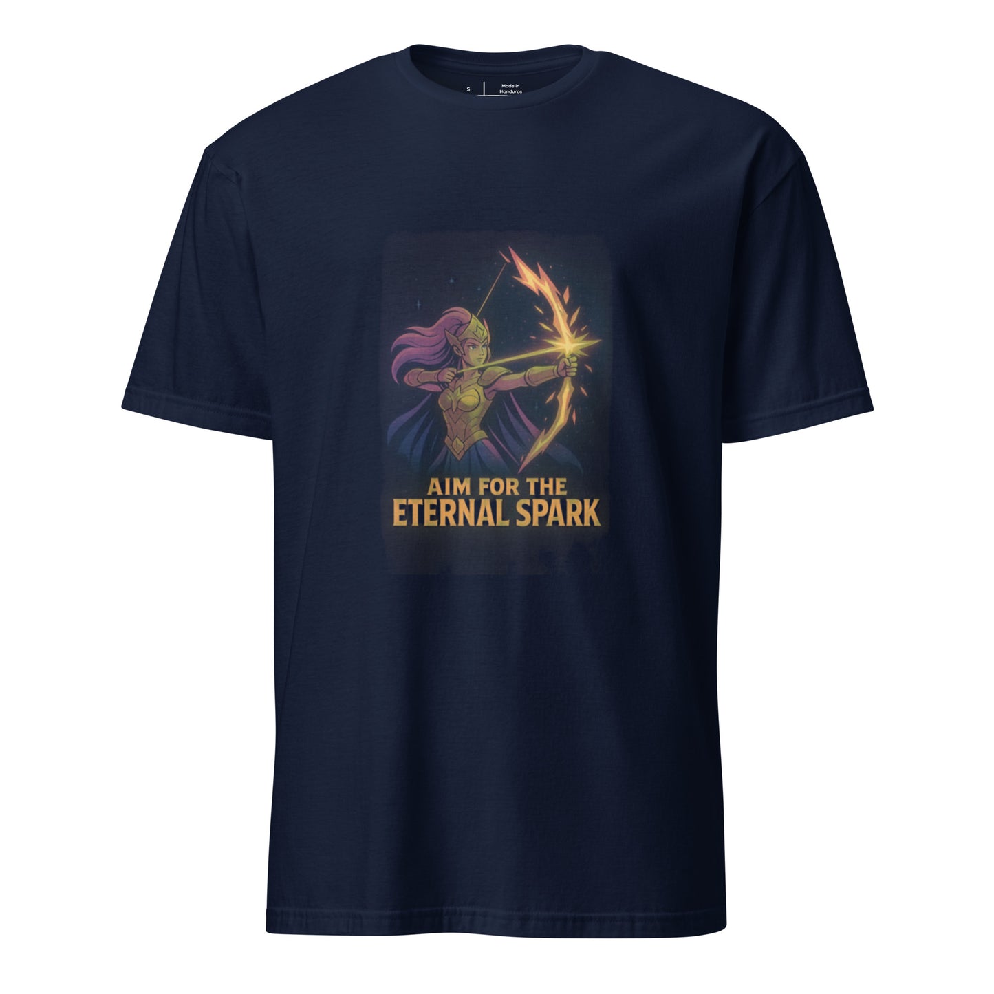 Solar Nova Huntress – “Aim for the Eternal Spark.” - Short-Sleeve Unisex T-Shirt - Graphic Tee - Navy - Front