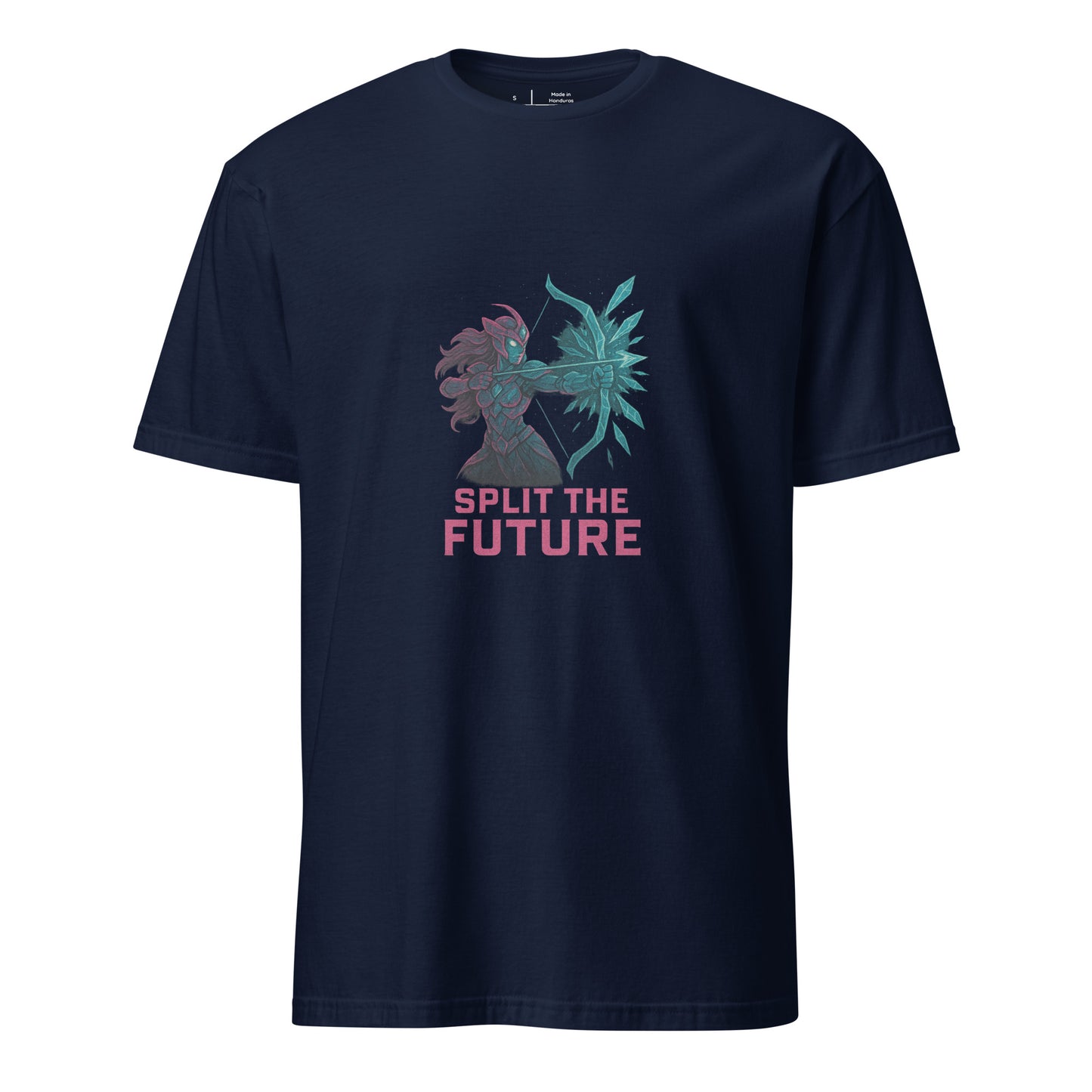 Quantum Prism Huntress – “Split the Future.” - Short-Sleeve Unisex T-Shirt - Graphic Tee - Navy - Front