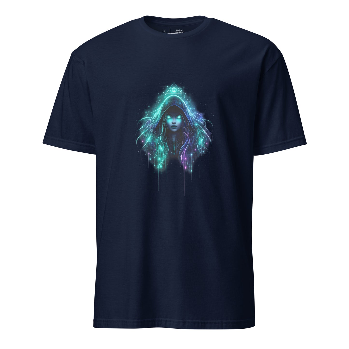 Cyber Oracle – Tech Spiritual - Short-Sleeve Unisex T-Shirt - Graphic Tee - Navy - Front