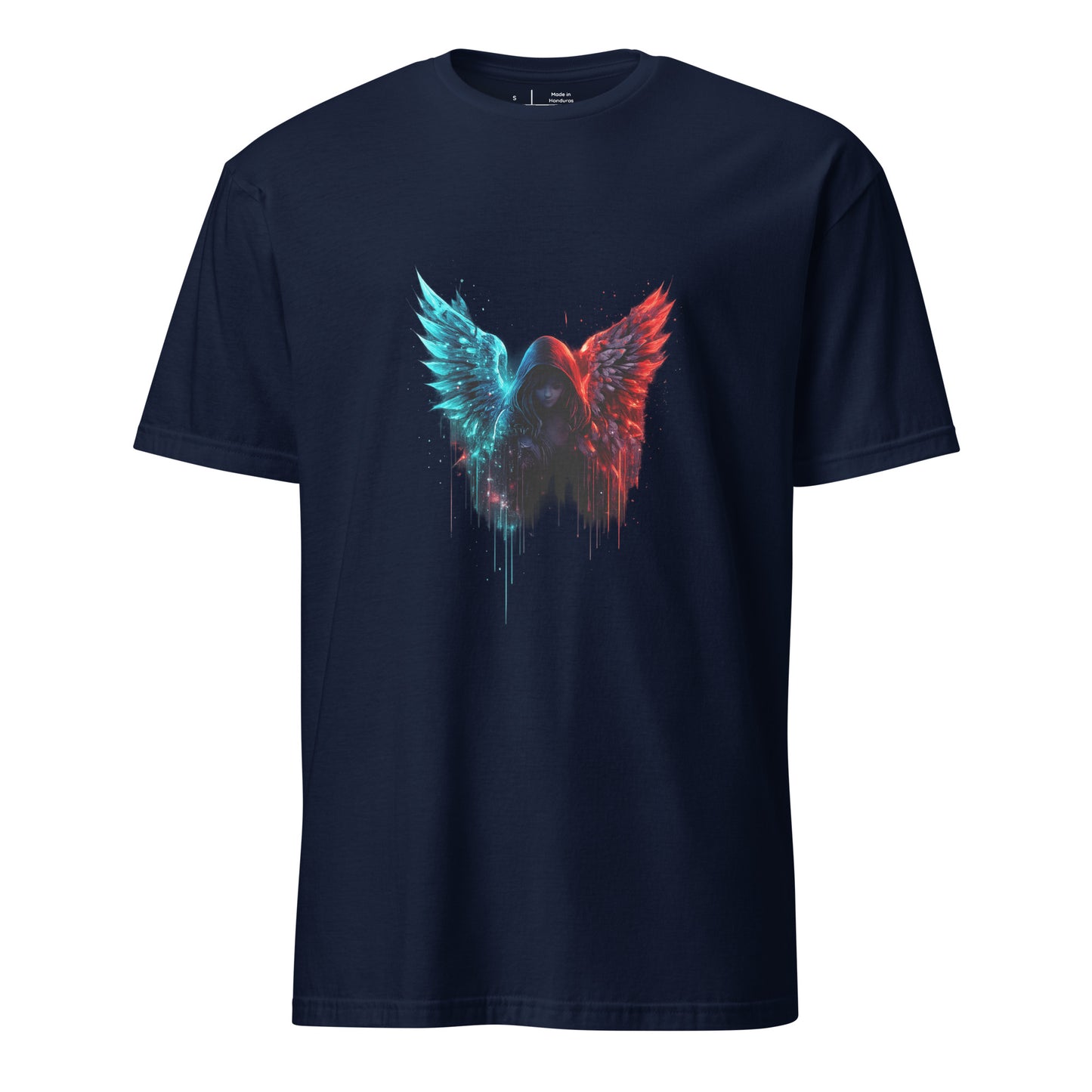Neon Fallen Angel – Graffiti Glitch - Short-Sleeve Unisex T-Shirt - Graphic Tee - Navy - Front