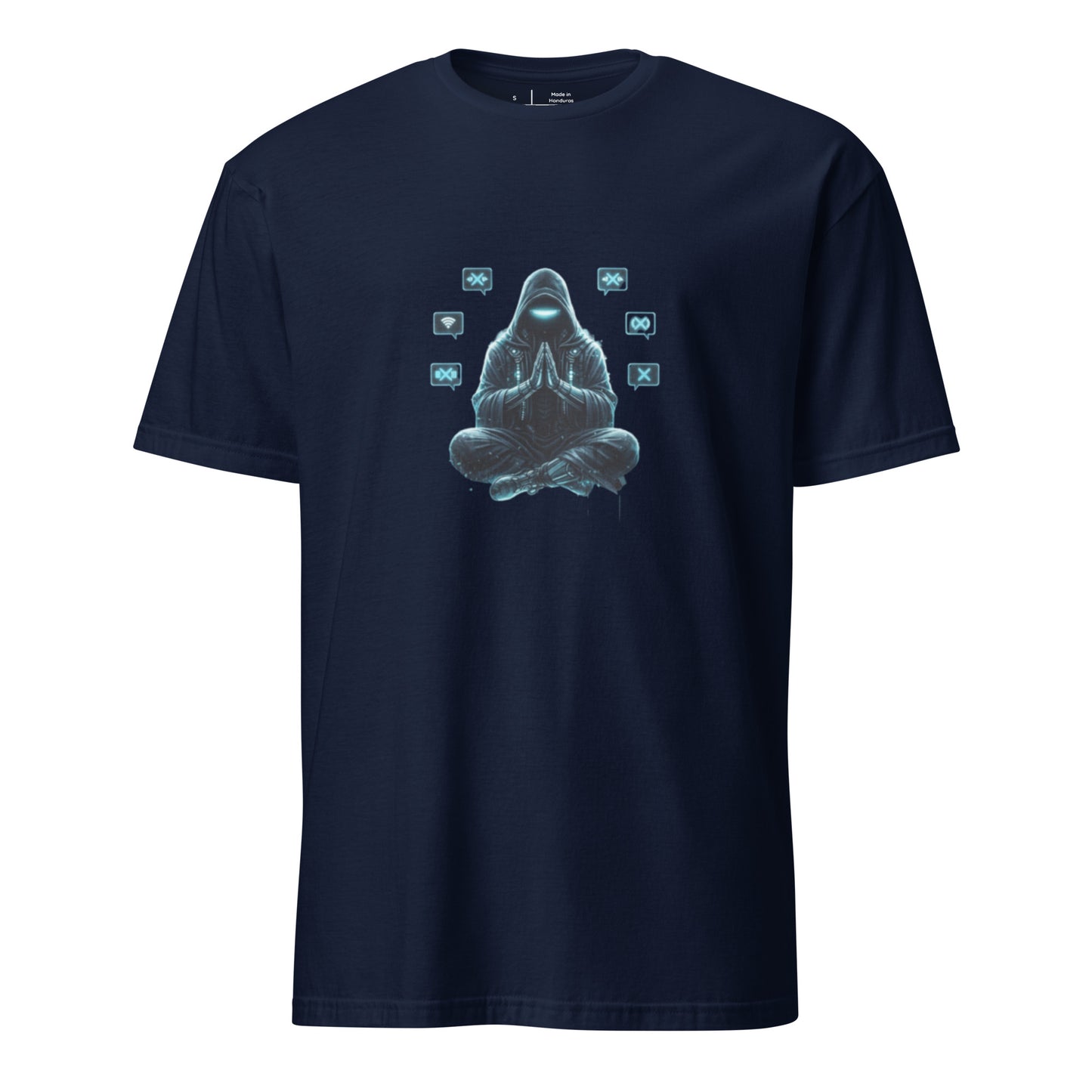 Digital Monk - Cyber Streetwear - Short-Sleeve Unisex T-Shirt - Graphic Tee - Navy - Front