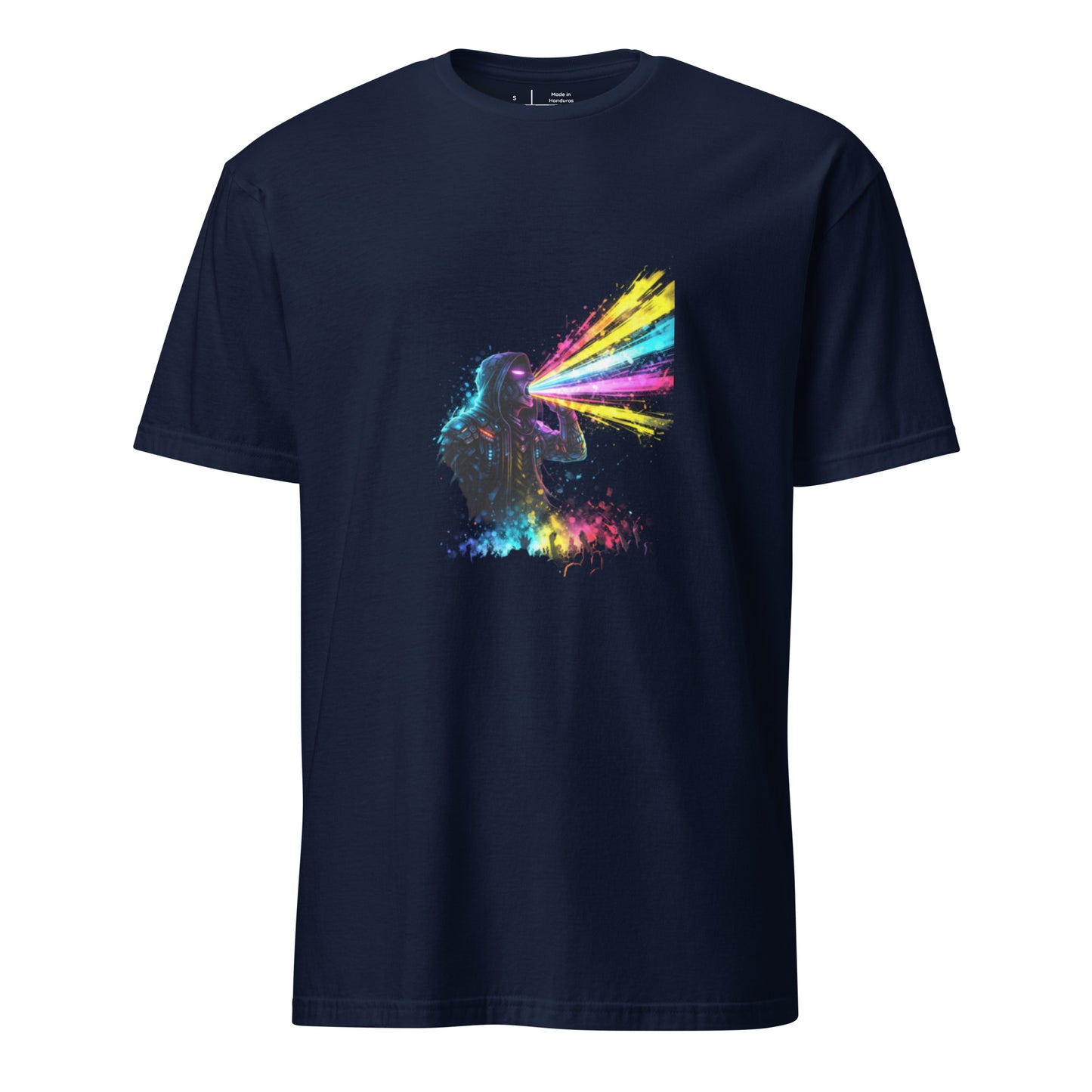 Neon Club Prophet – Nightlife Graffiti Energy - Short-Sleeve Unisex T-Shirt - Graphic Tee - Navy - Front