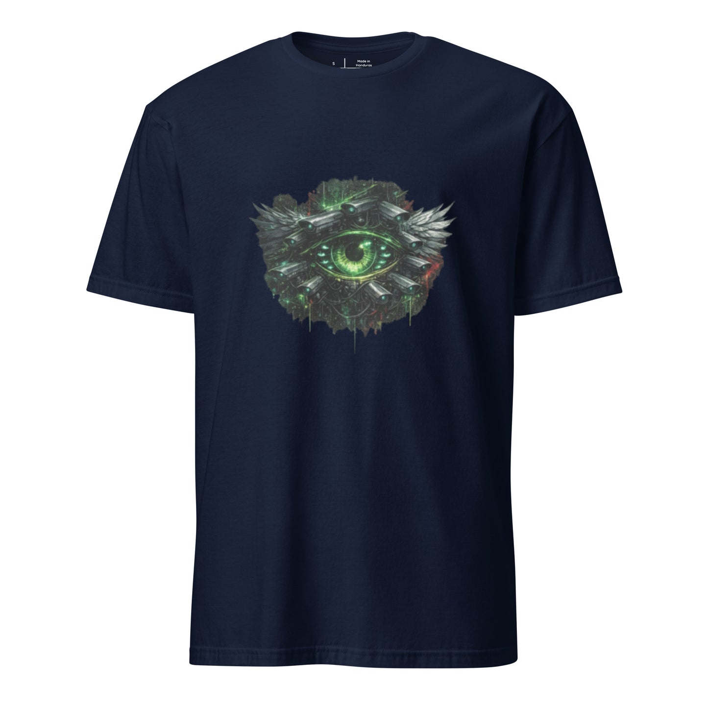 Neon Surveillance Society – Anti-System - Short-Sleeve Unisex T-Shirt - Graphic Tee - Navy - Front