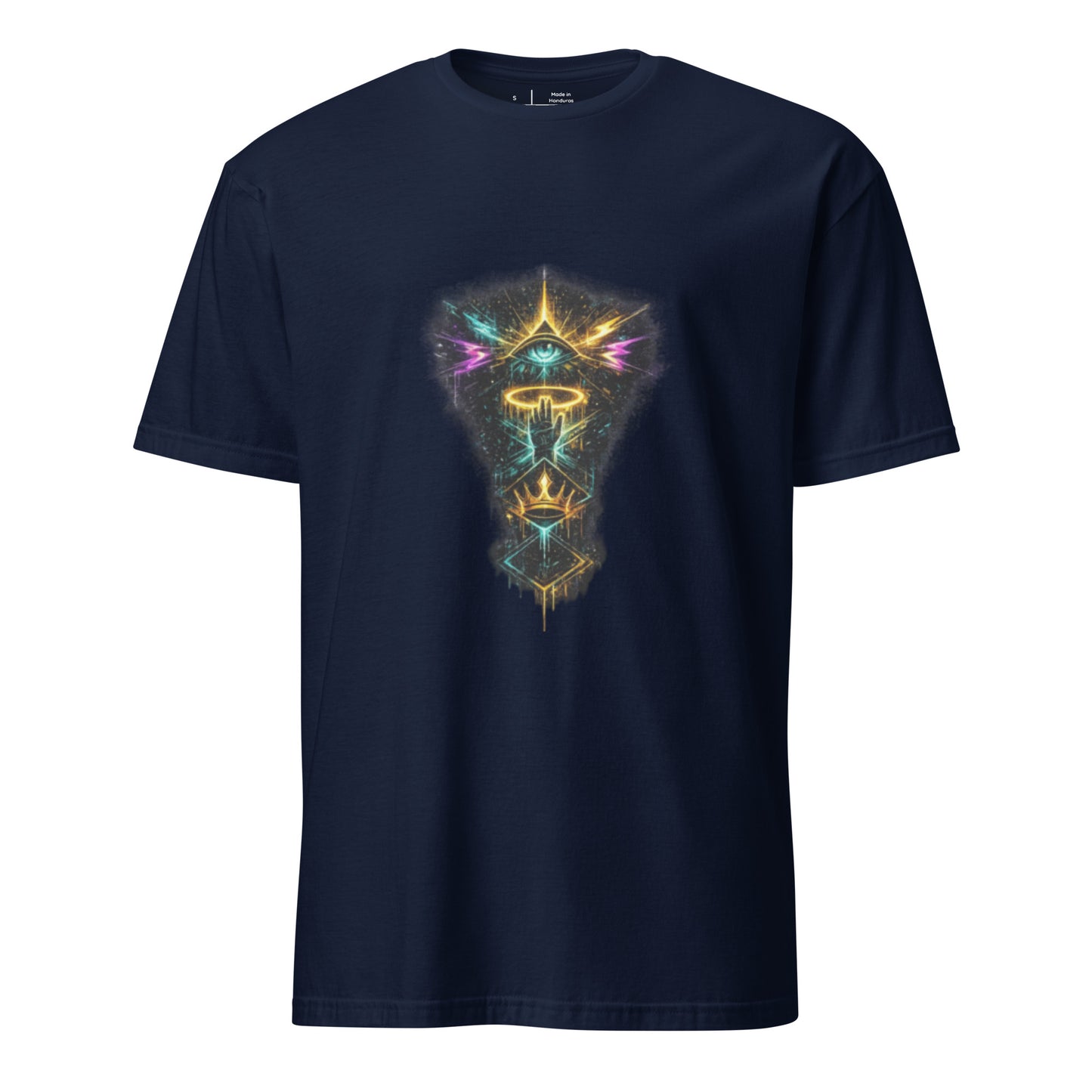 Neon Street Totem – Urban Spirituality - Short-Sleeve Unisex T-Shirt - Graphic Tee - Navy - Front