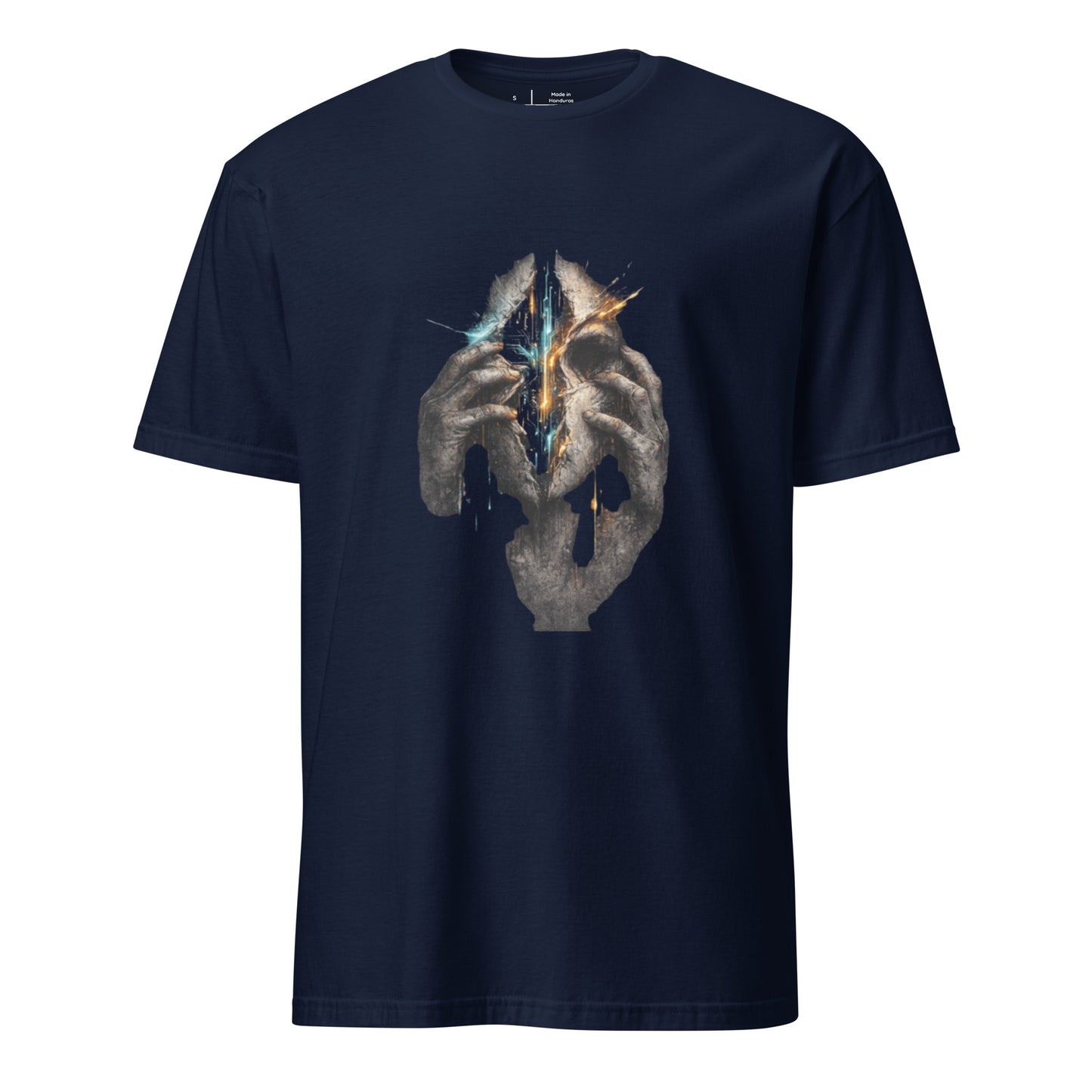 Cover Up Reality Glitch – Futuristic Glitch Art - Short-Sleeve Unisex T-Shirt - Graphic Tee - Navy - Front
