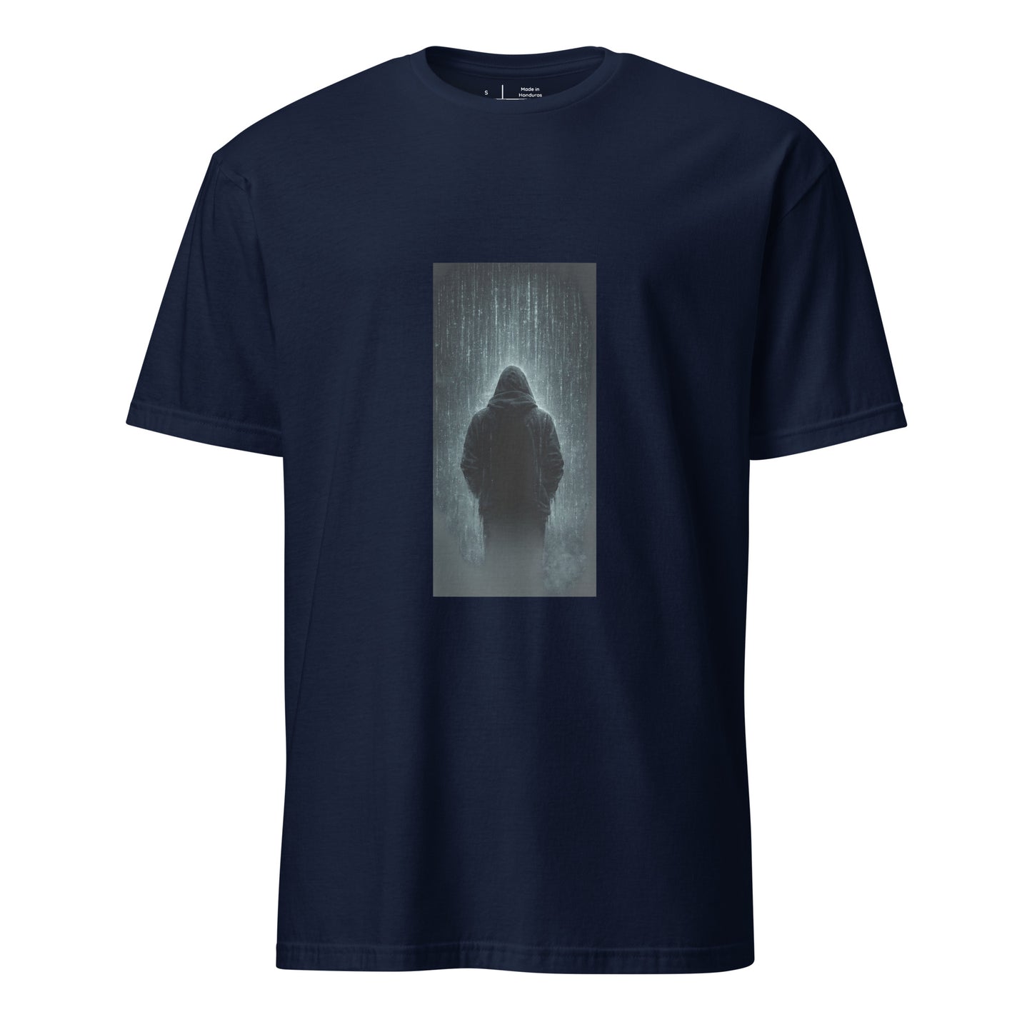 After The Noise – Minimal Cyber Noir - Short-Sleeve Unisex T-Shirt - Graphic Tee - Navy - Front