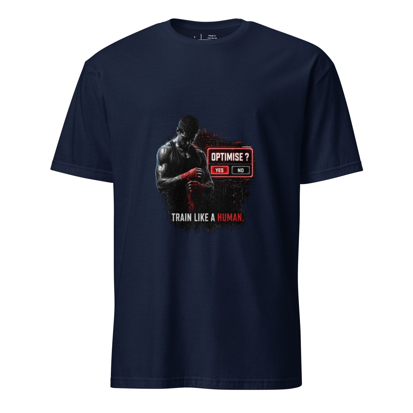 Train Like A Human – Gritty Sport Streetwear - Short-Sleeve Unisex T-Shirt - Graphic Tee - Navy - Front