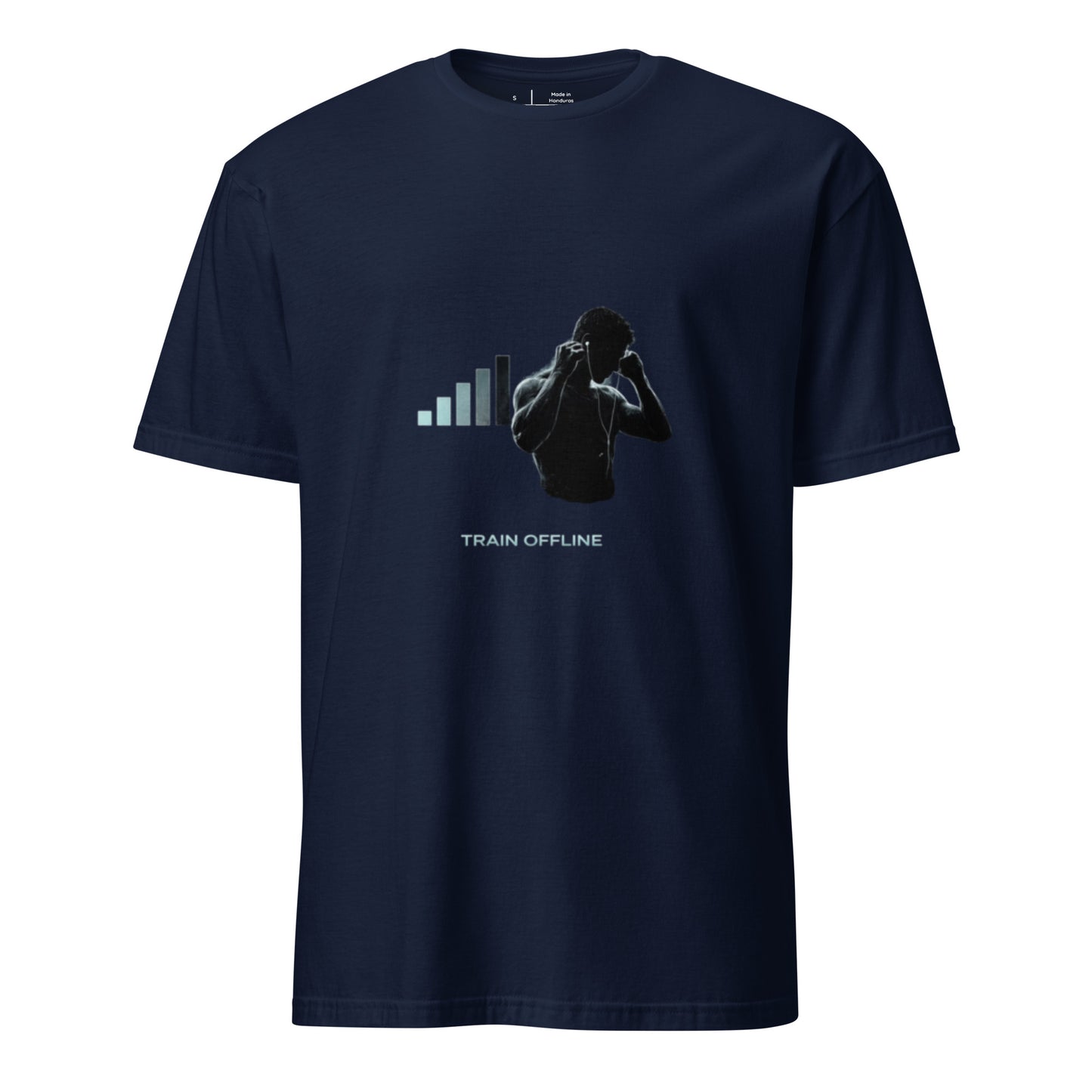 Train Offline – Minimal Gym - Short-Sleeve Unisex T-Shirt - Graphic Tee - Navy - Front