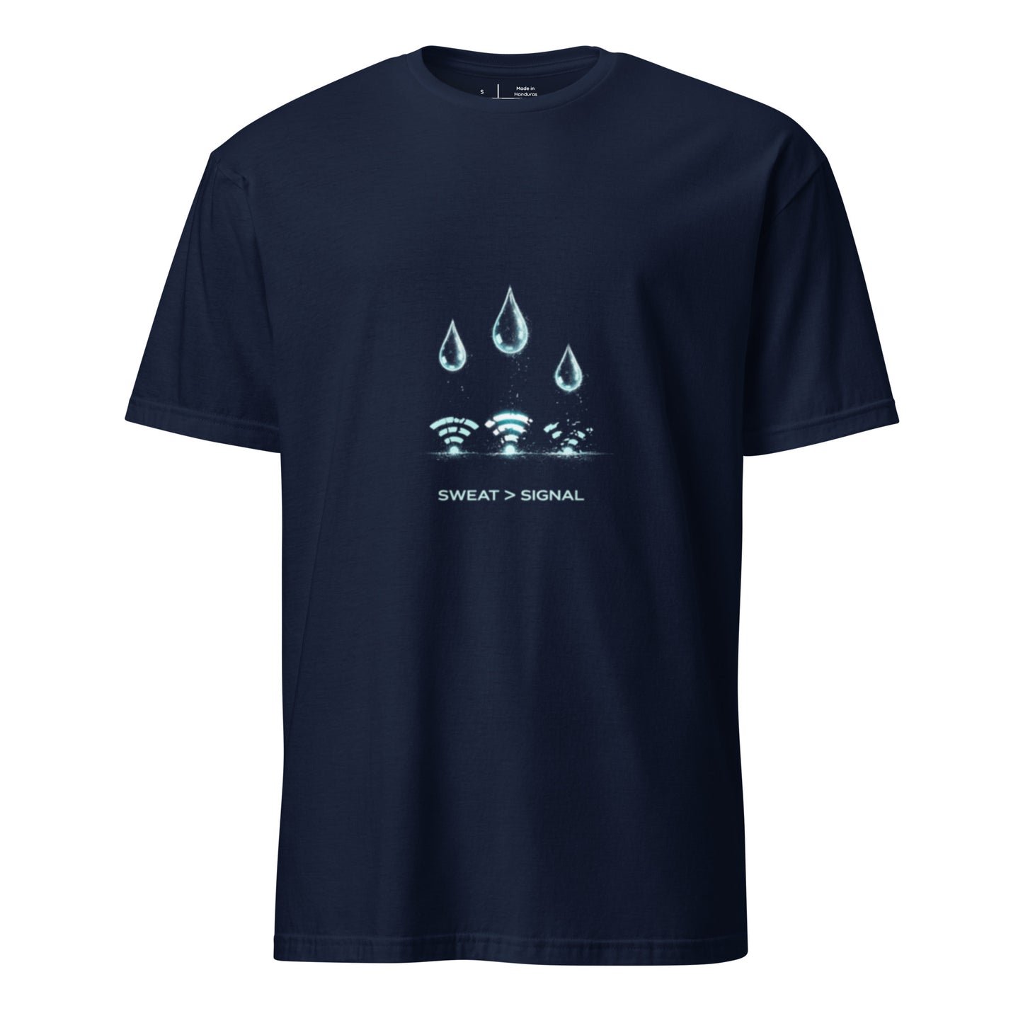 Sweat > Signal – Minimal Gym - Short-Sleeve Unisex T-Shirt - Graphic Tee - Navy - Front