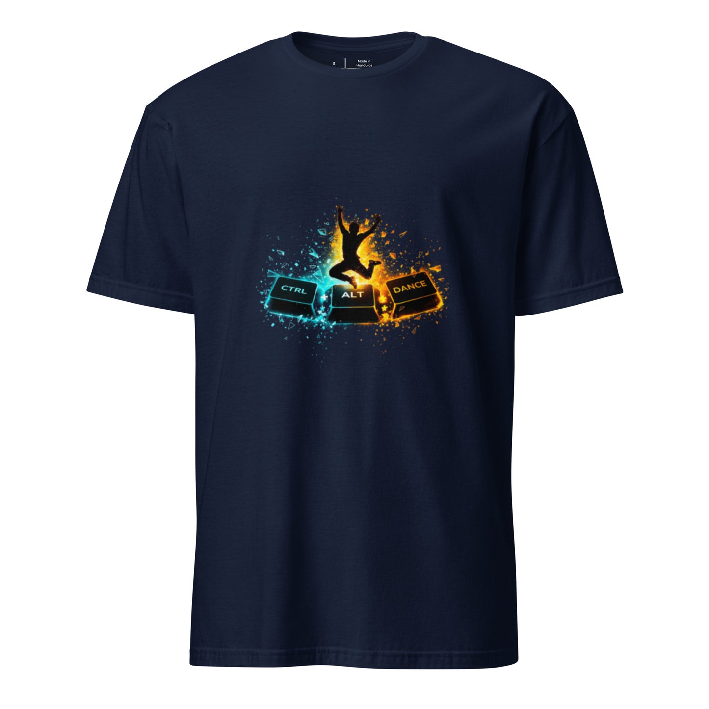Ctrl + Alt + Dance – Tech Rave Streetwear - Short-Sleeve Unisex T-Shirt - Graphic Tee - Navy - Front