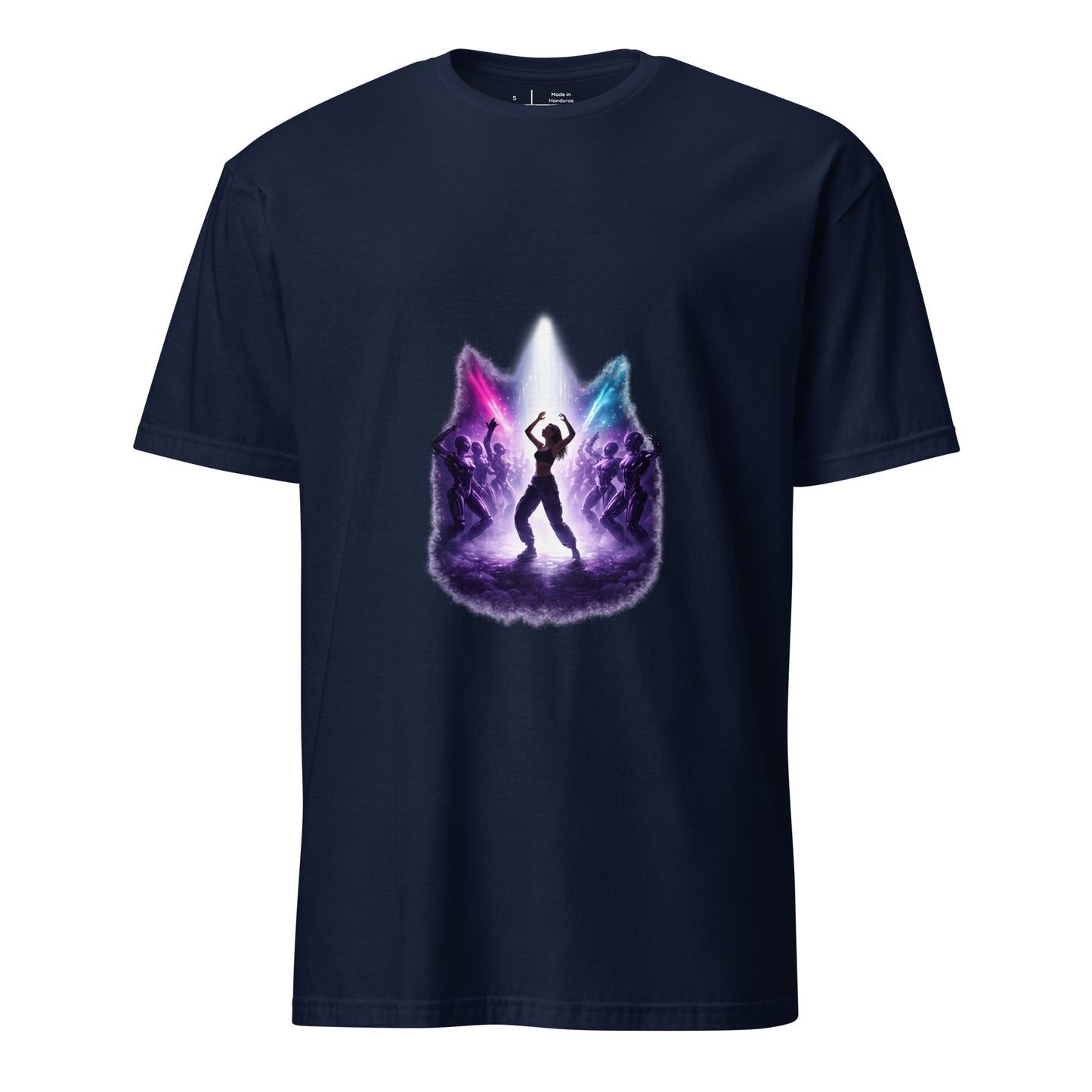 Last Human On The Dancefloor – Sci-Fi Rave - Short-Sleeve Unisex T-Shirt - Graphic Tee - Navy - Front